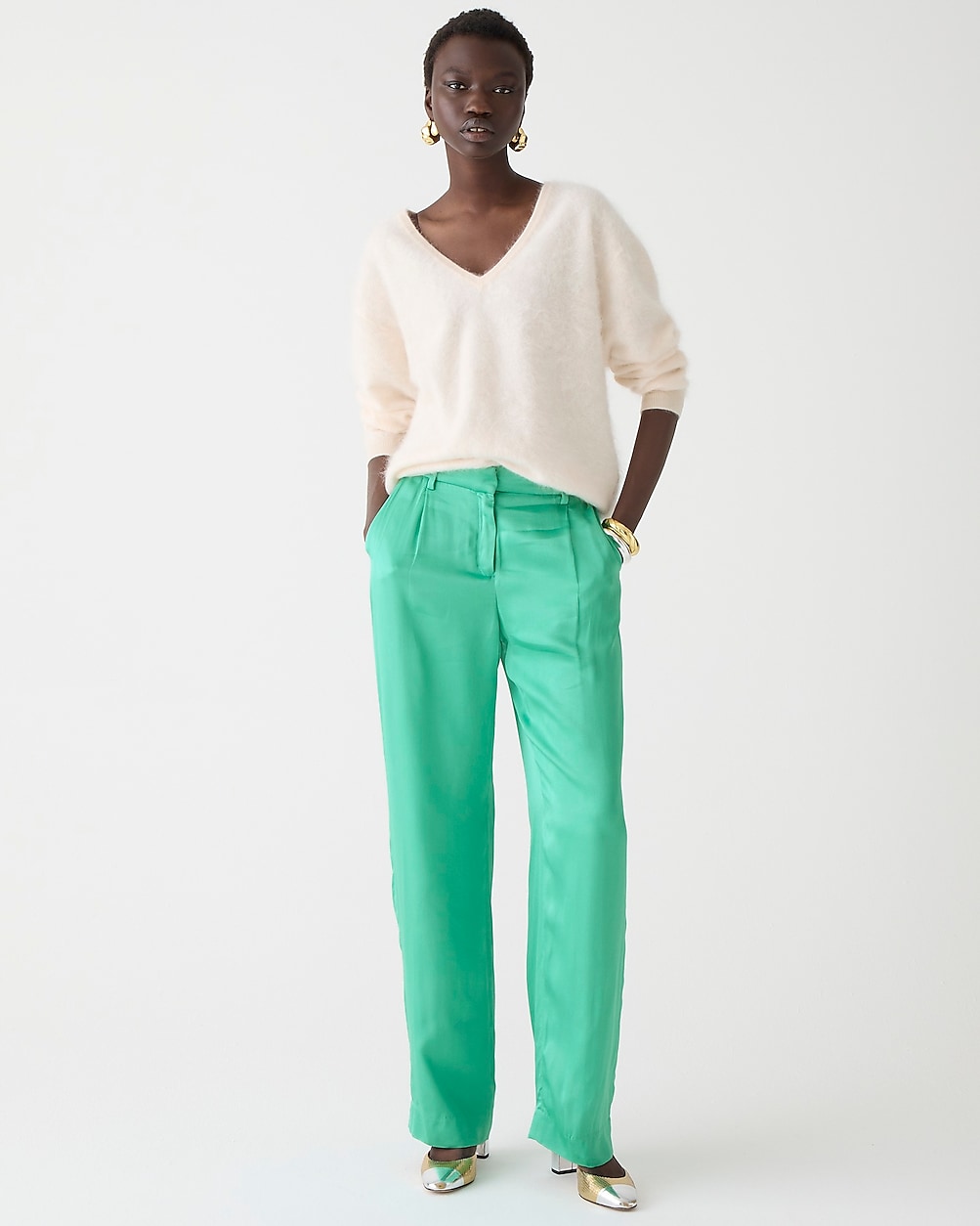 Tall straight-leg essential pant in luster crepe