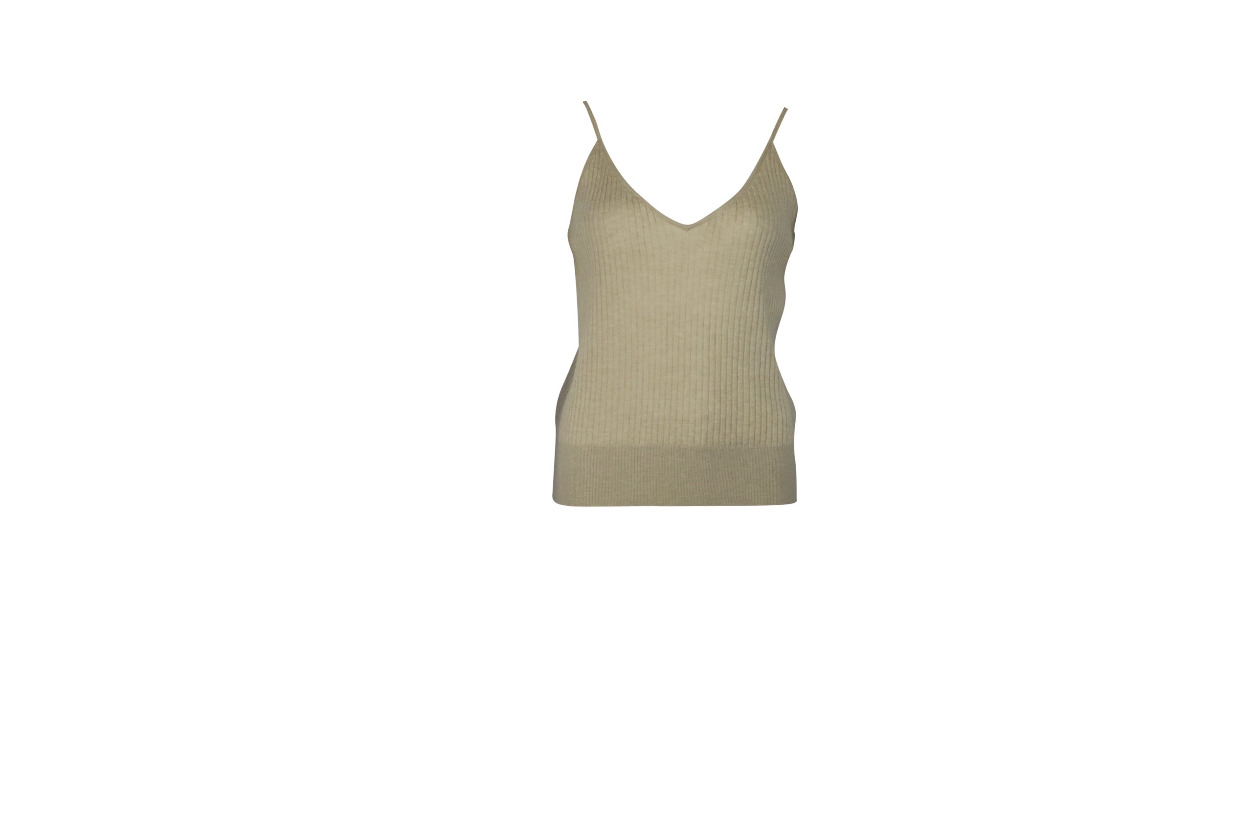 Tamara Mellon Ribbed Camisole Top in Beige Cashmere