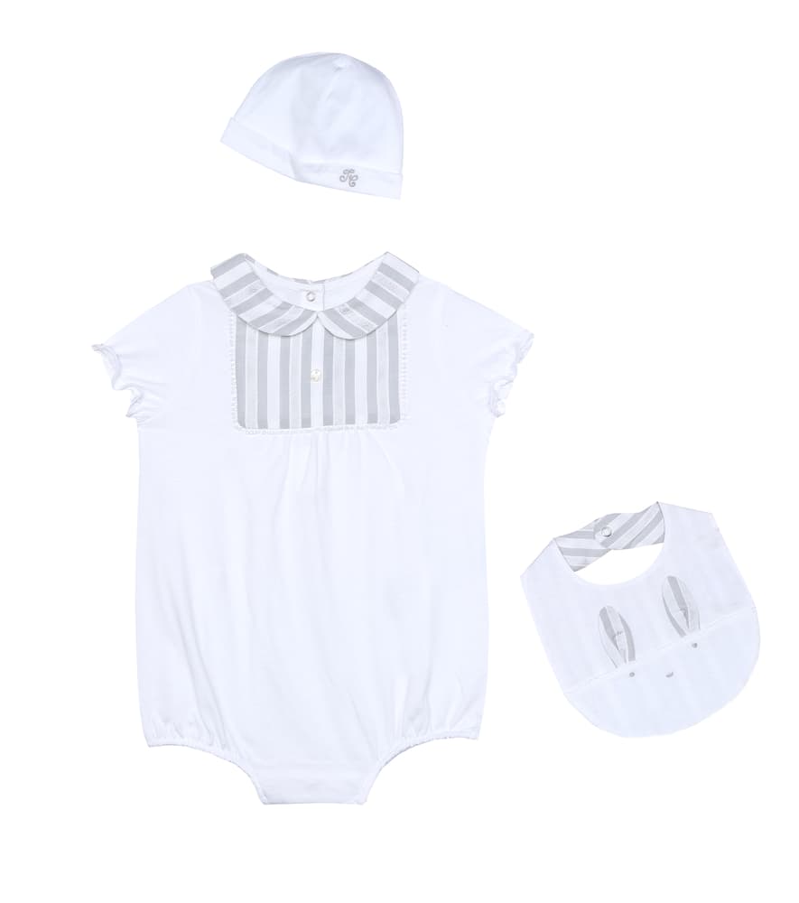 Tartine et Chocolat Baby playsuit, hat and bib set