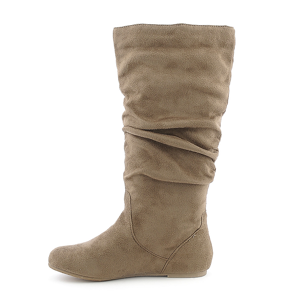 Taupe Suede Women's Flat Mid-Calf Boot Kalisa-04