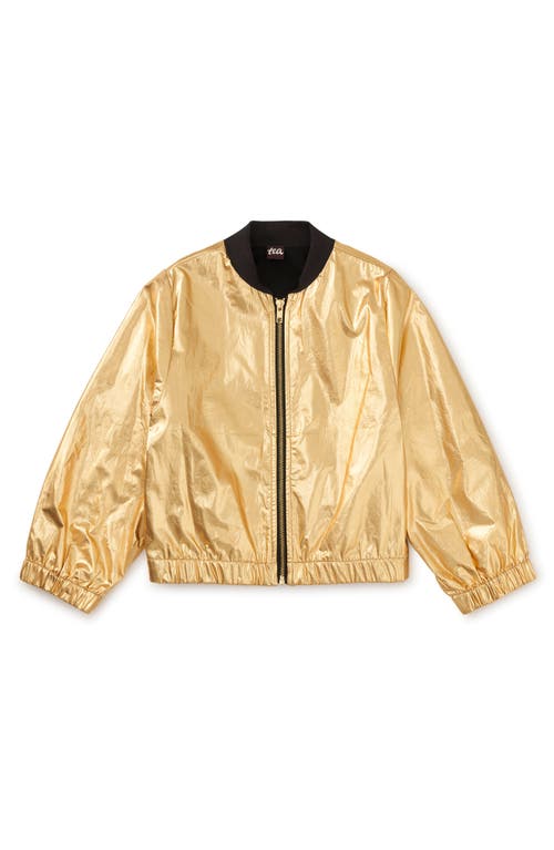 Tea Collection Metallic Bomber Jacket in Metallic Gold at Nordstrom, Size X-Small