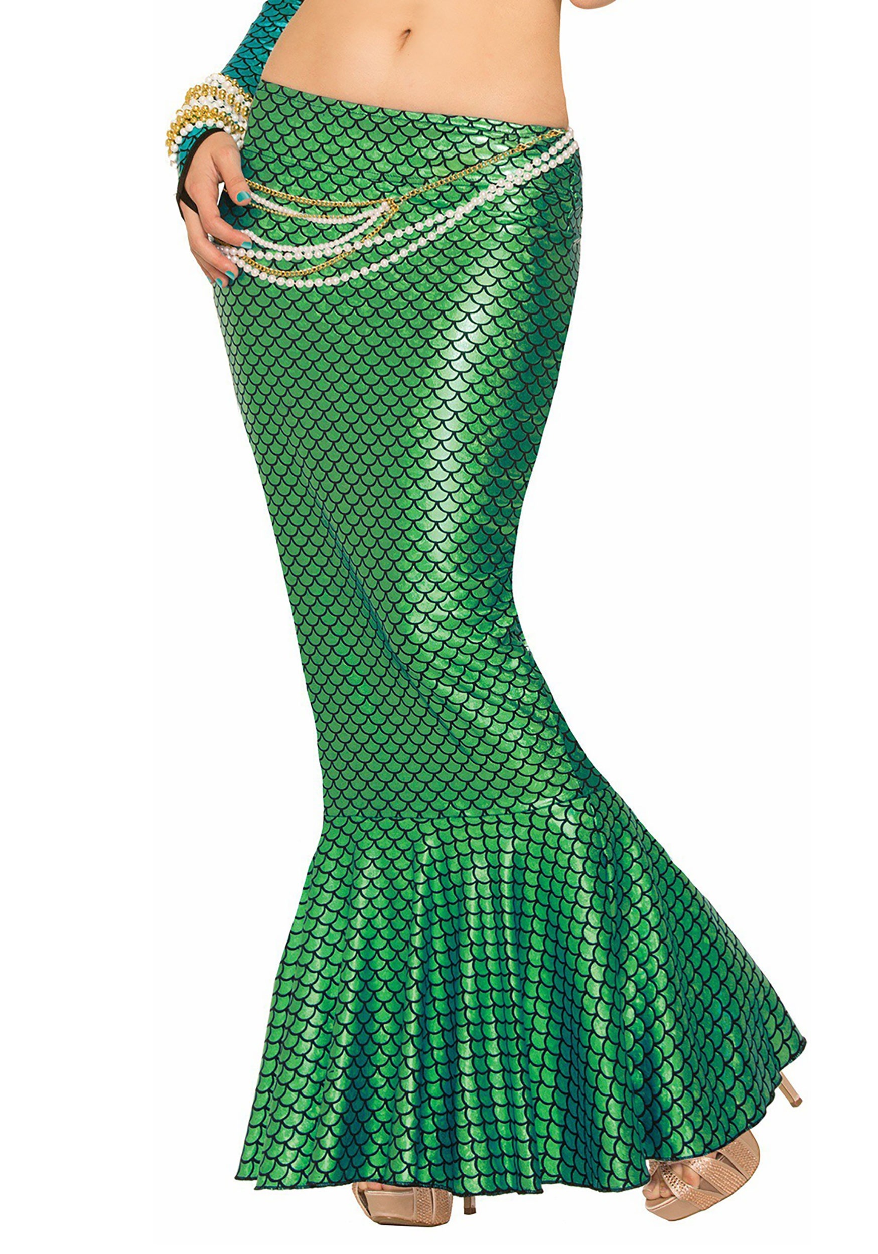 Teal Mermaid Long Tail Skirt Costume