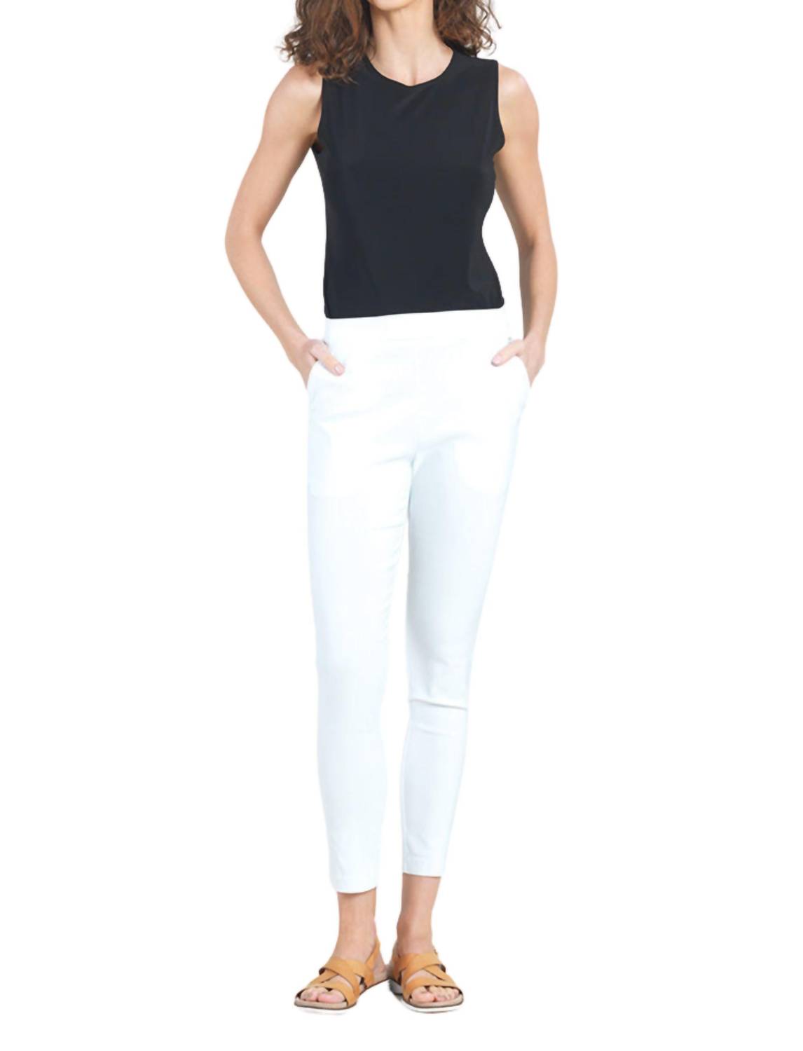 Techno Skinny Ankle Pull-On Pocket Pant In White