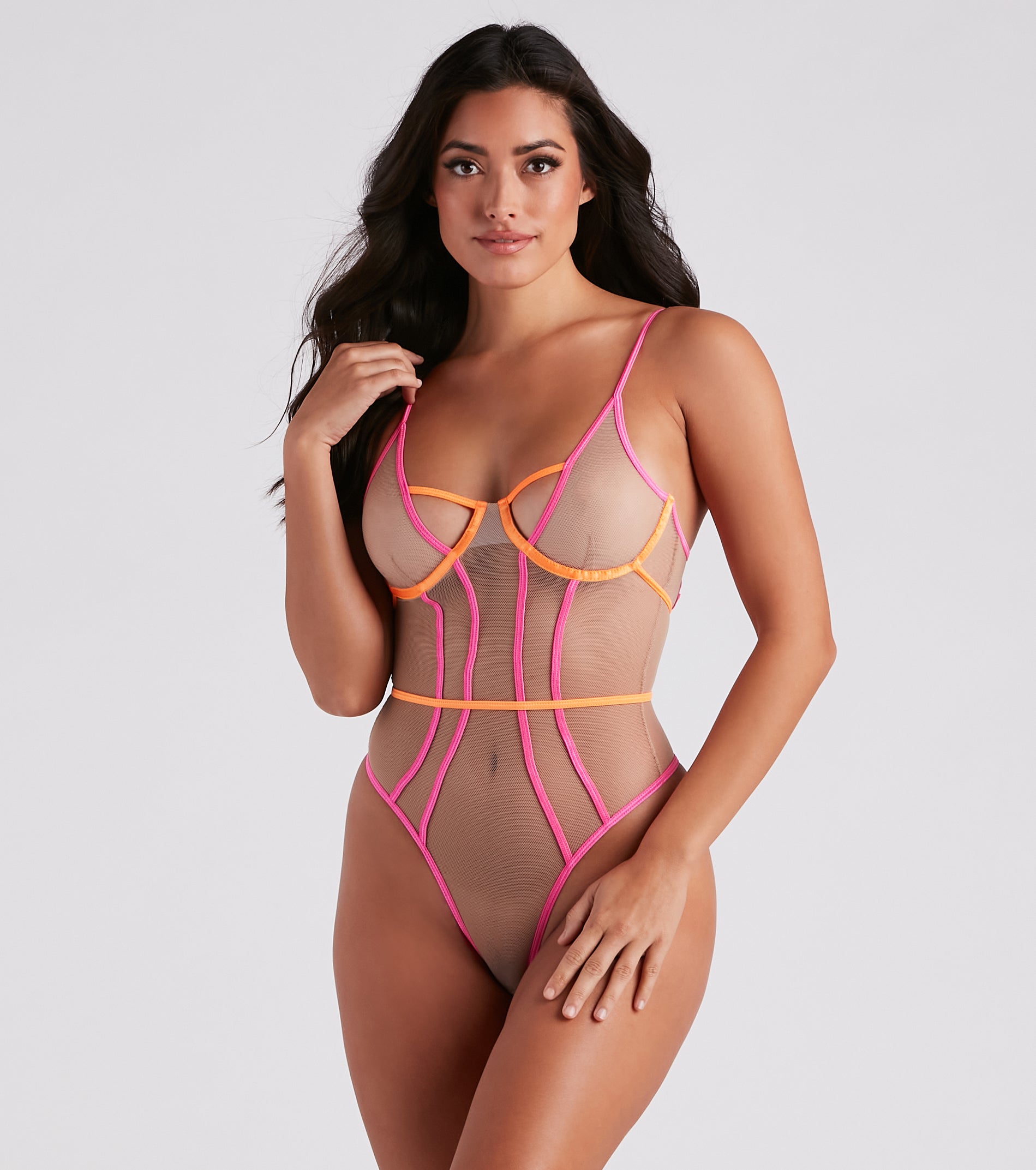 Tempting In Two Tone Lingerie Bodysuit