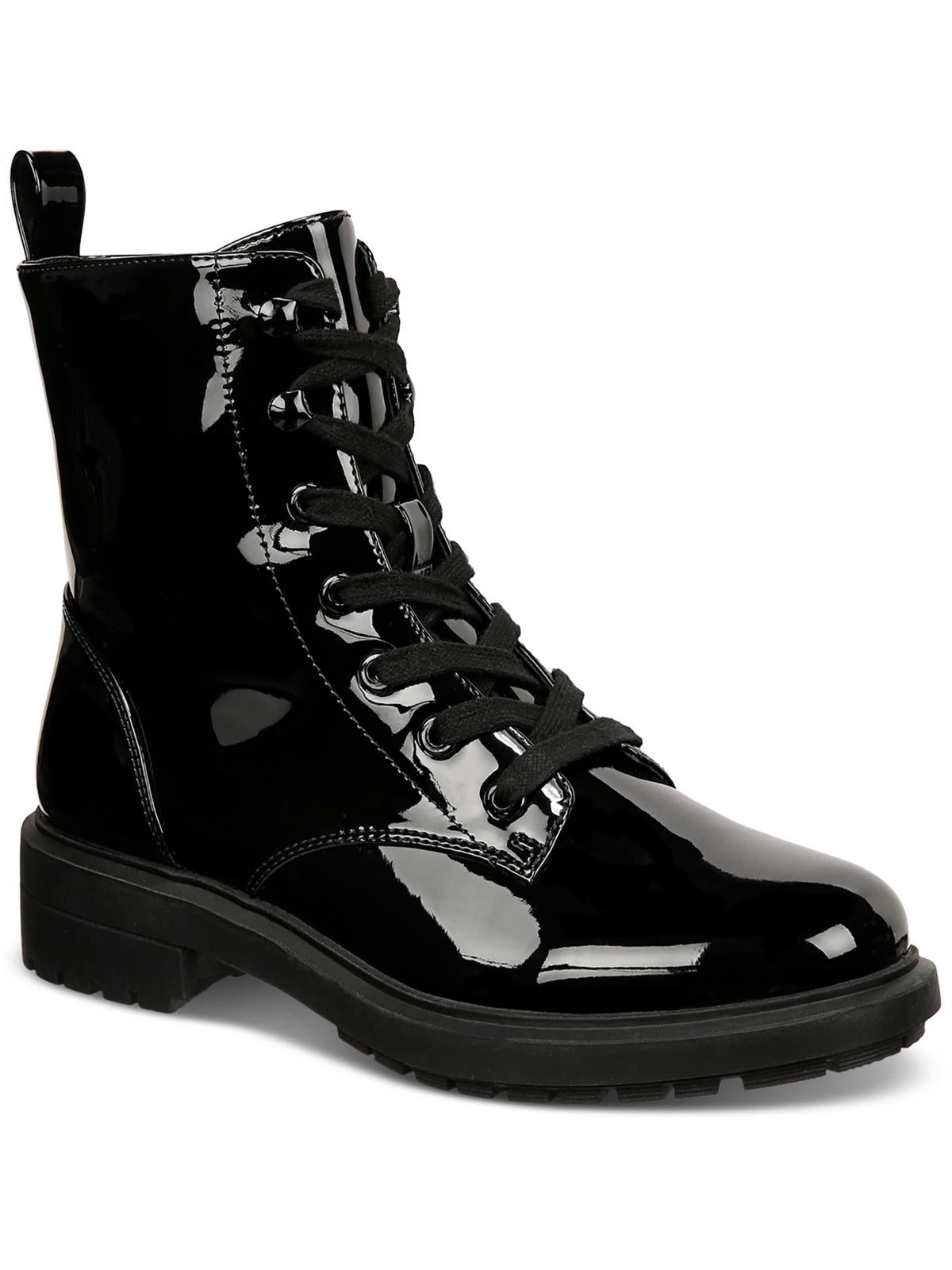 Terissa Womens Patent Combat & Lace-Up Boots