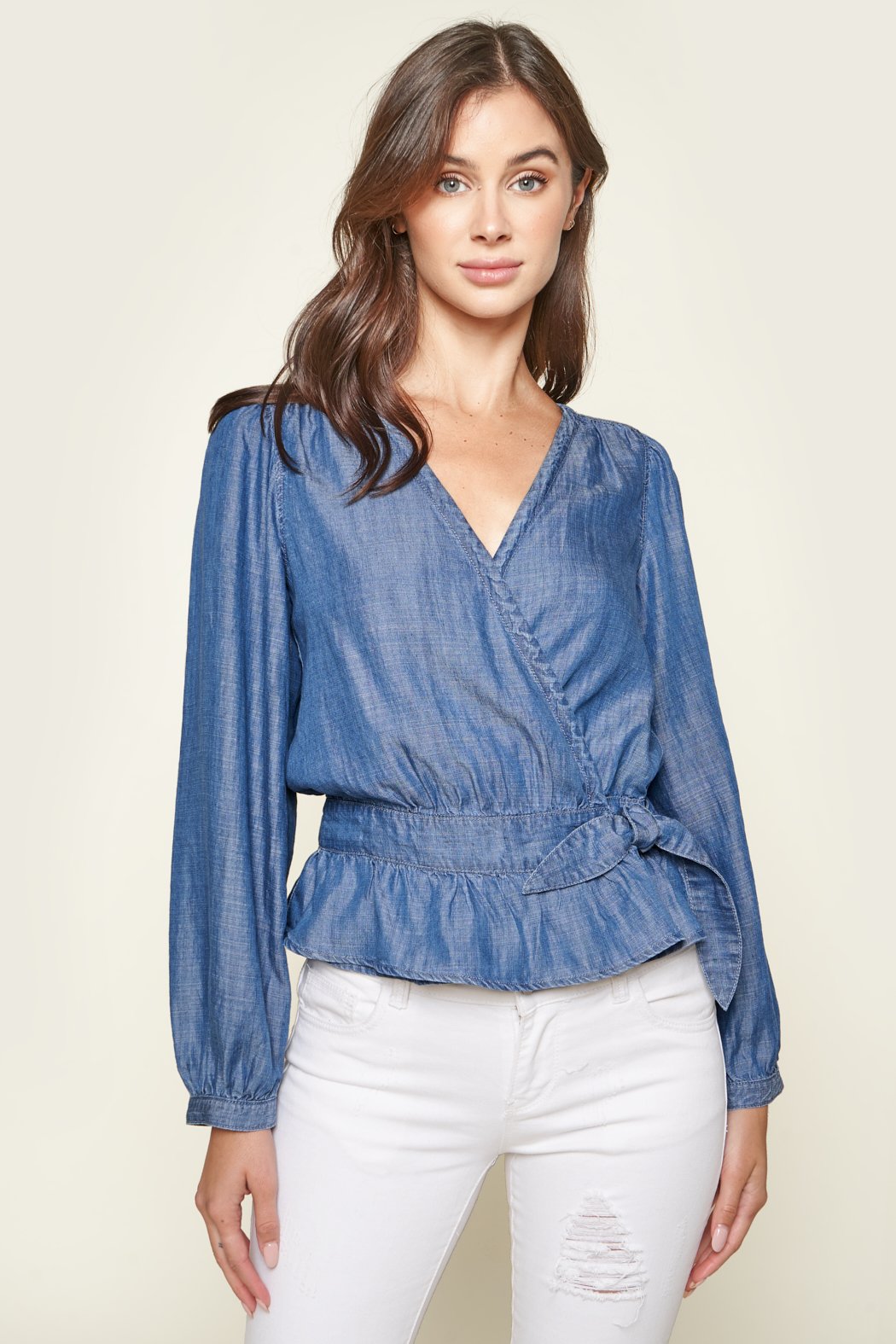 Texas Chambray Wrap Top