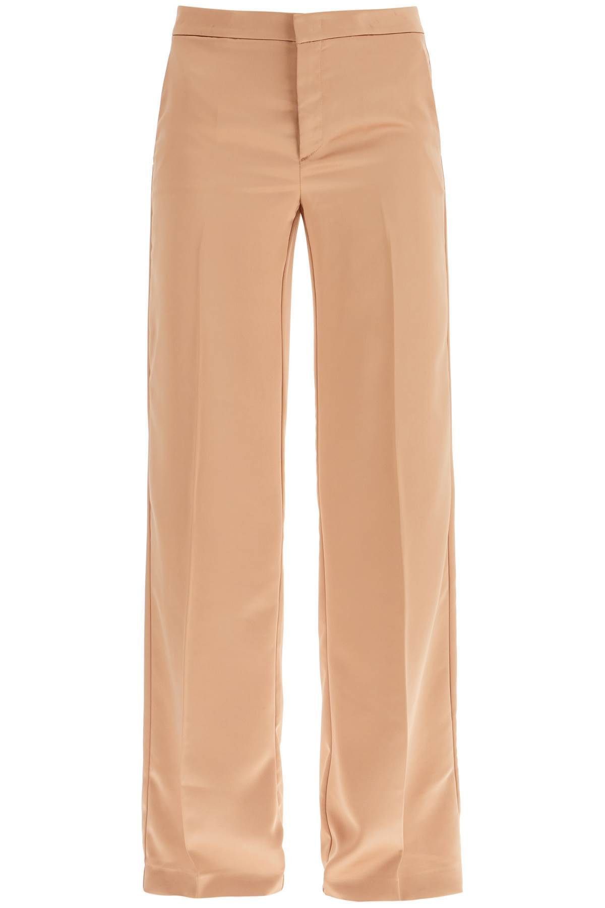 The Andamane Flared Satin Trousers Label Size 40 in Beige, Women's