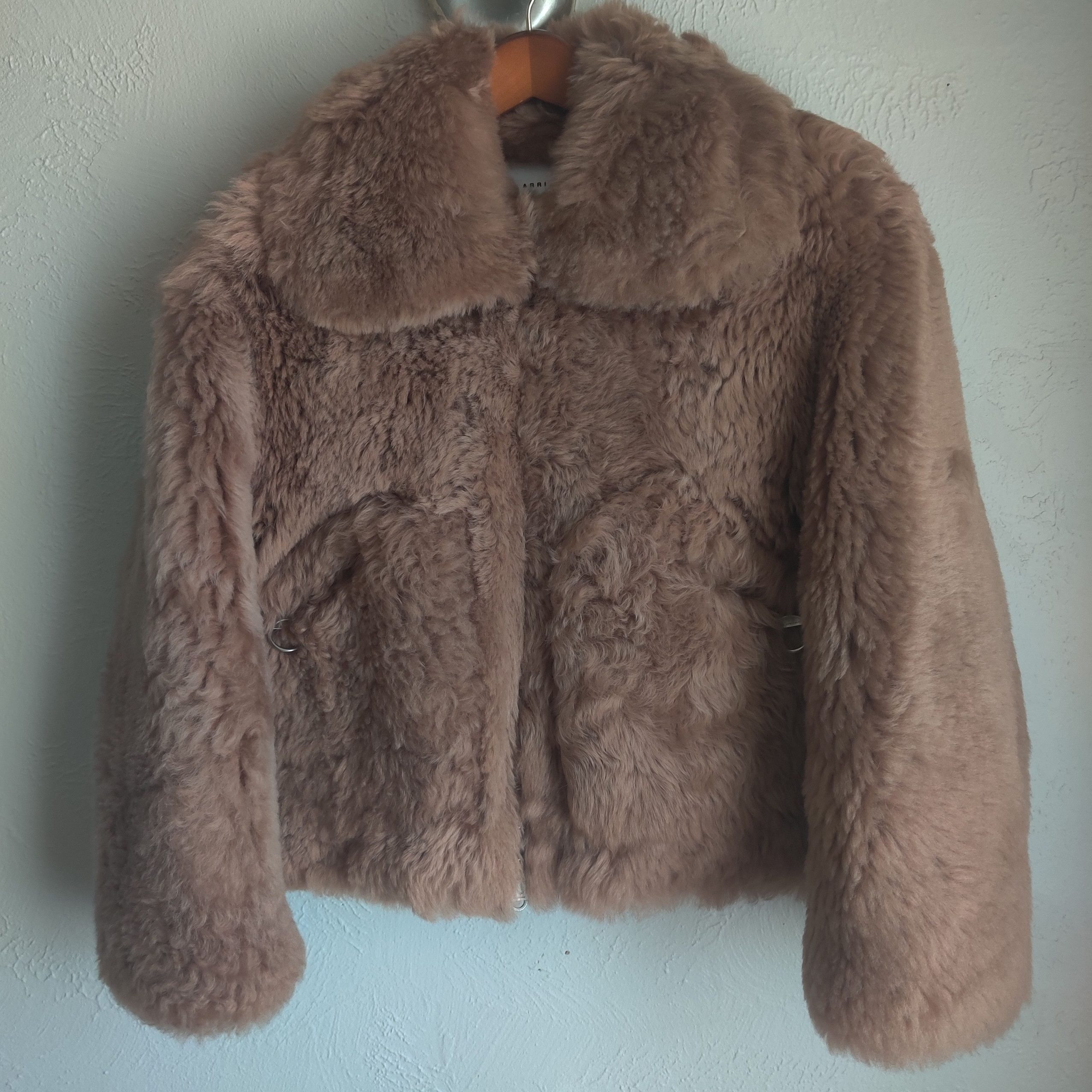 The Arrivals Kala Ii Shearling Teddy Coat Jacket in Tan, Women's (Size Large)