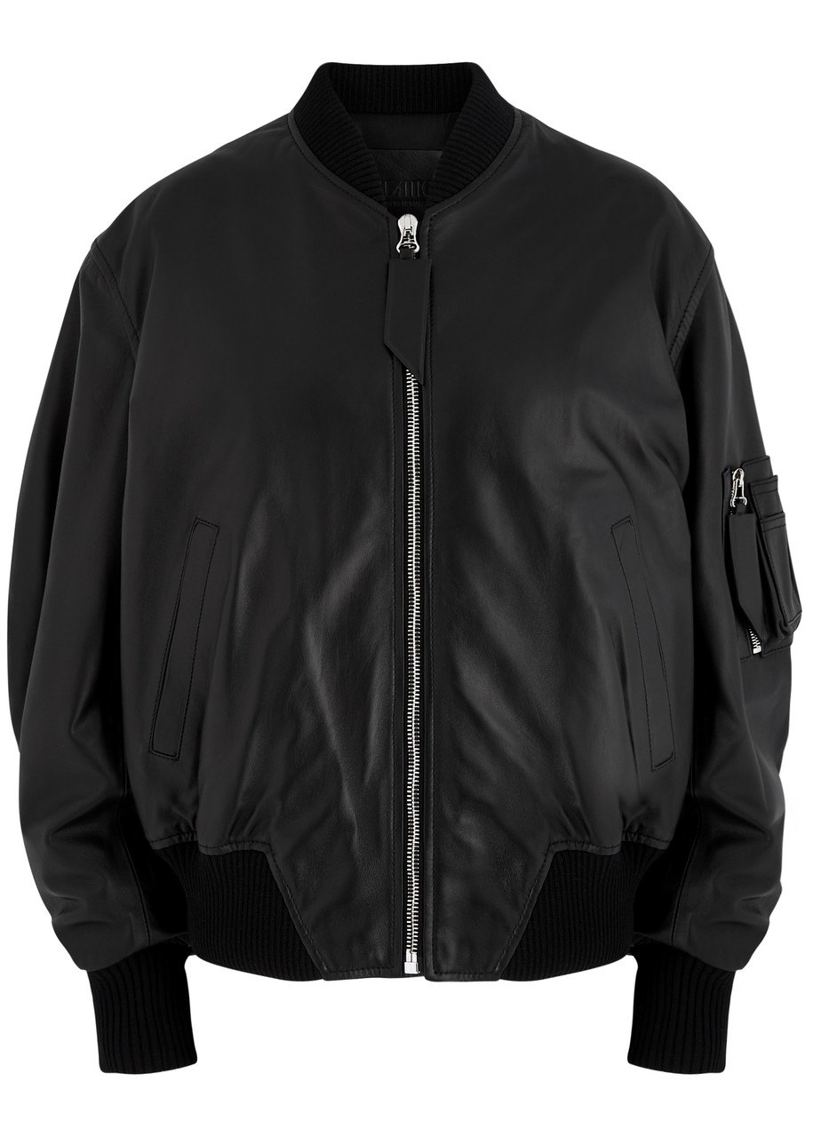 The Attico Anja Padded Leather Bomber Jacket - Black - 38 (UK6 /xS)