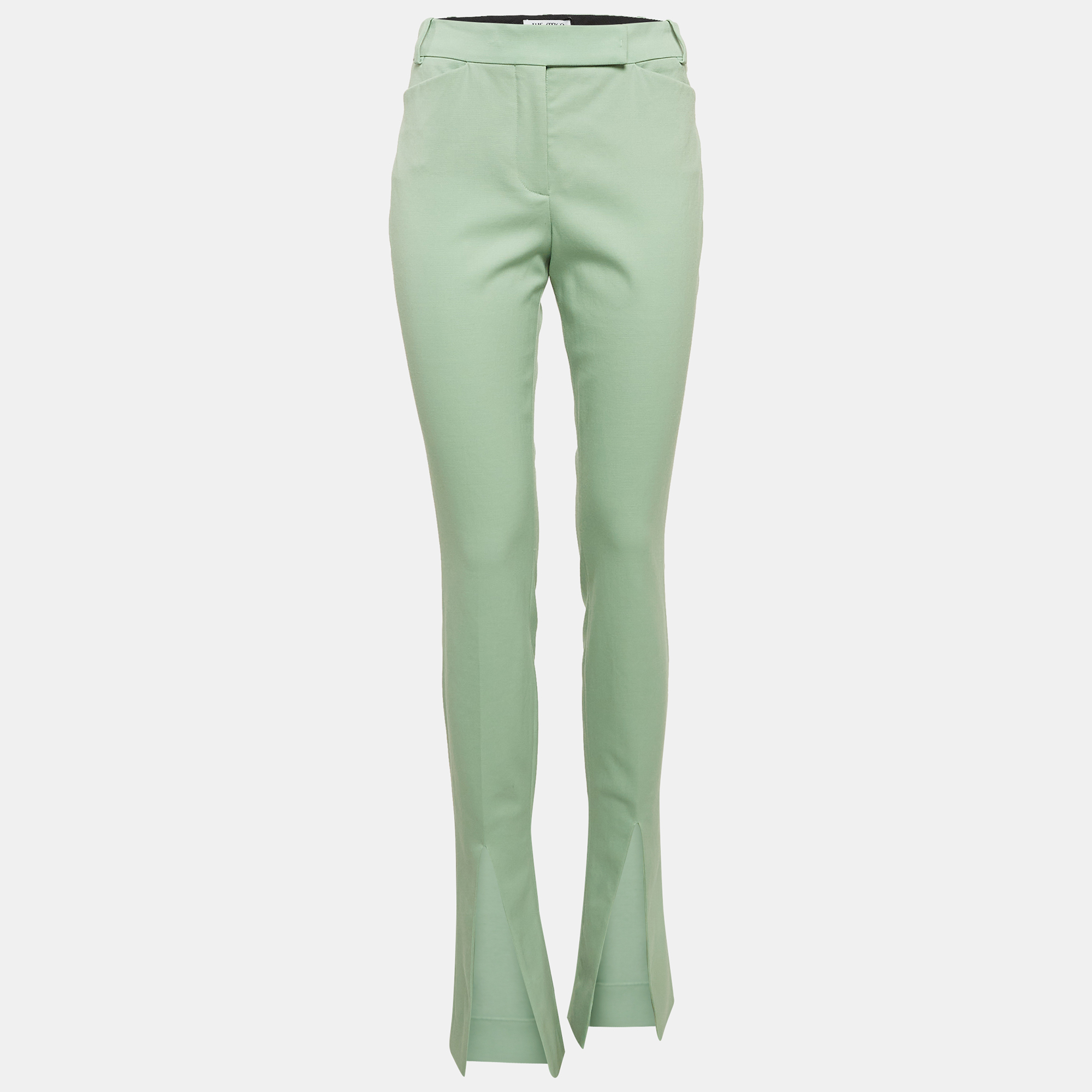 The Attico Green Wool Slit Detail Freja Skinny Pants M