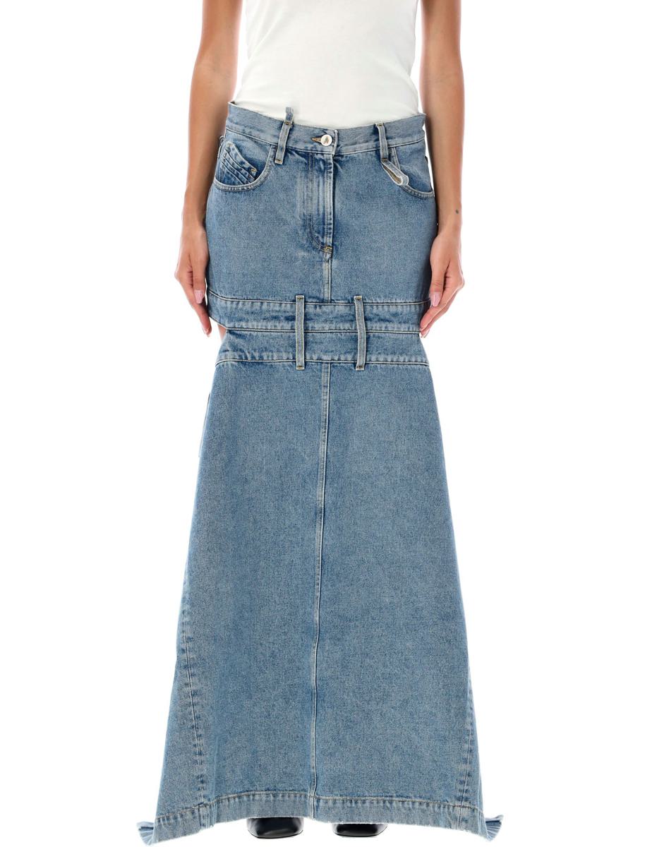 The Attico Longuette Denim Skirt Cut Out