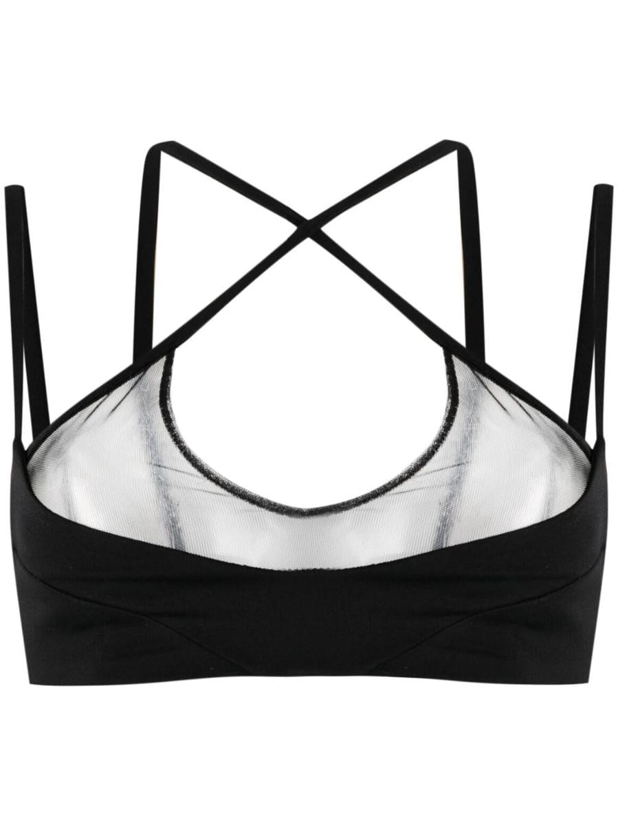 The Attico Mesh-Panel Criss-Cross Top