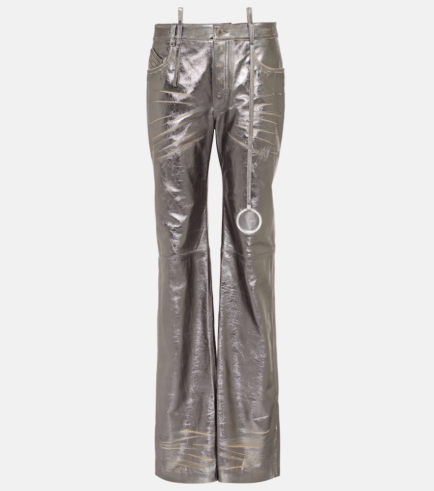 The Attico Metallic leather straight pants