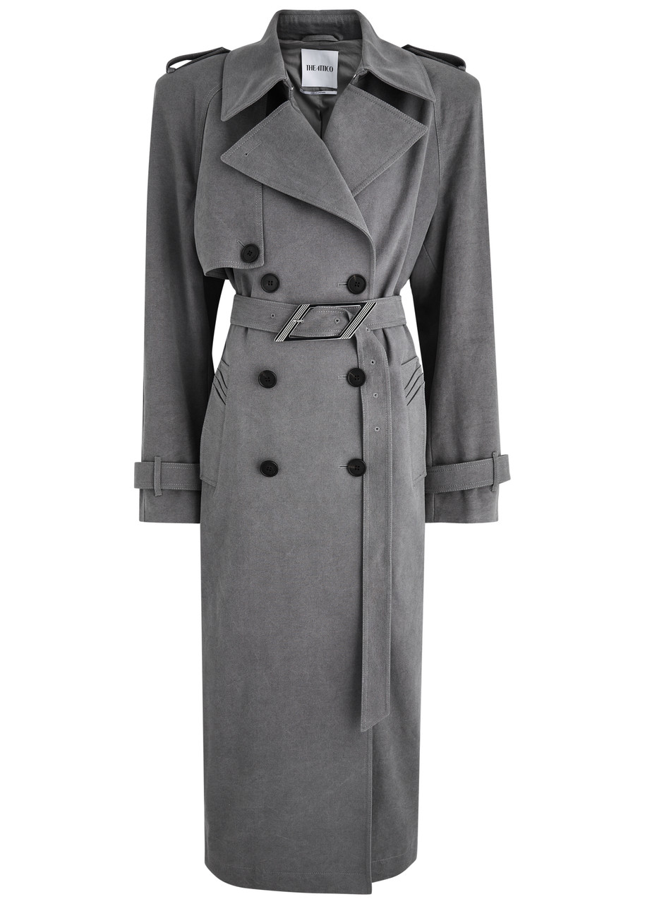 The Attico Oversized Cotton-twill Trench Coat - Grey - 42 (UK10 / S)