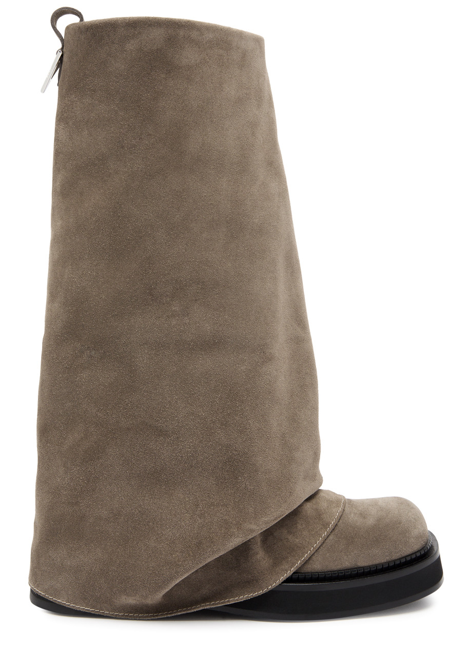 The Attico Robin Layered Suede Combat Boots - Taupe - 36 (IT36 / UK3)