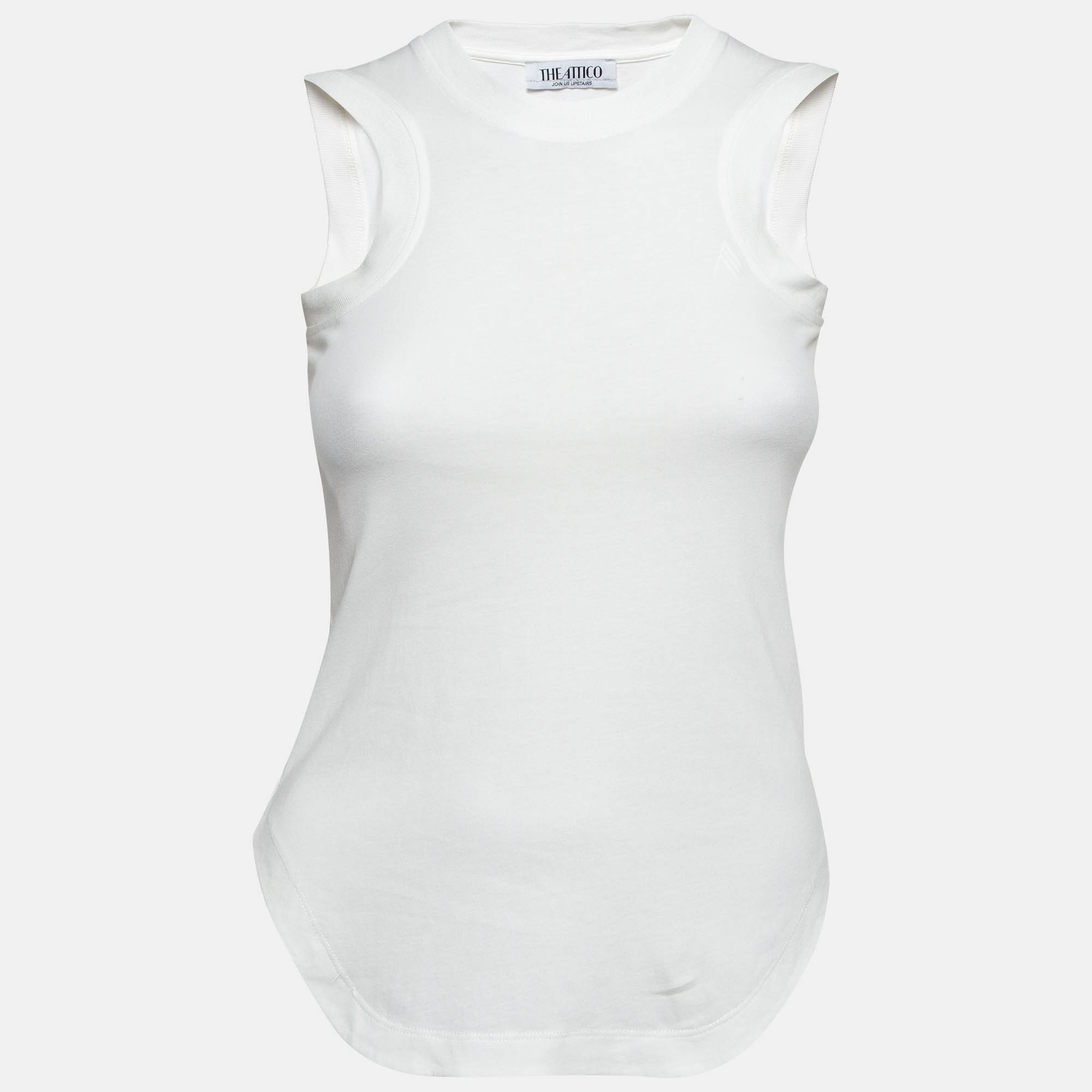 The Attico White Cotton Jersey Tank Top XXS