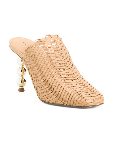 The Bead Zig Zag Heeled Mules for Women | Man-Made Sole