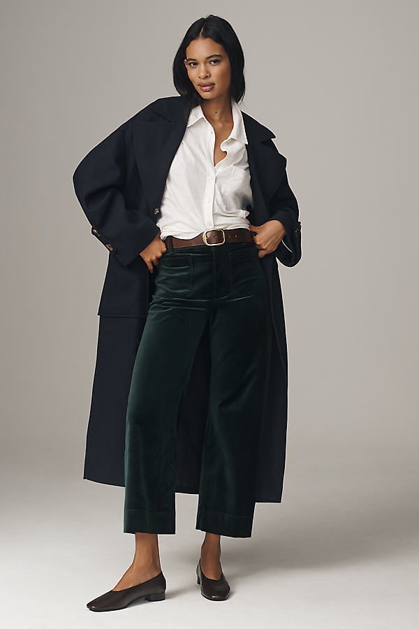 The Colette Cropped Wide-Leg Pants by Maeve: Velvet Edition