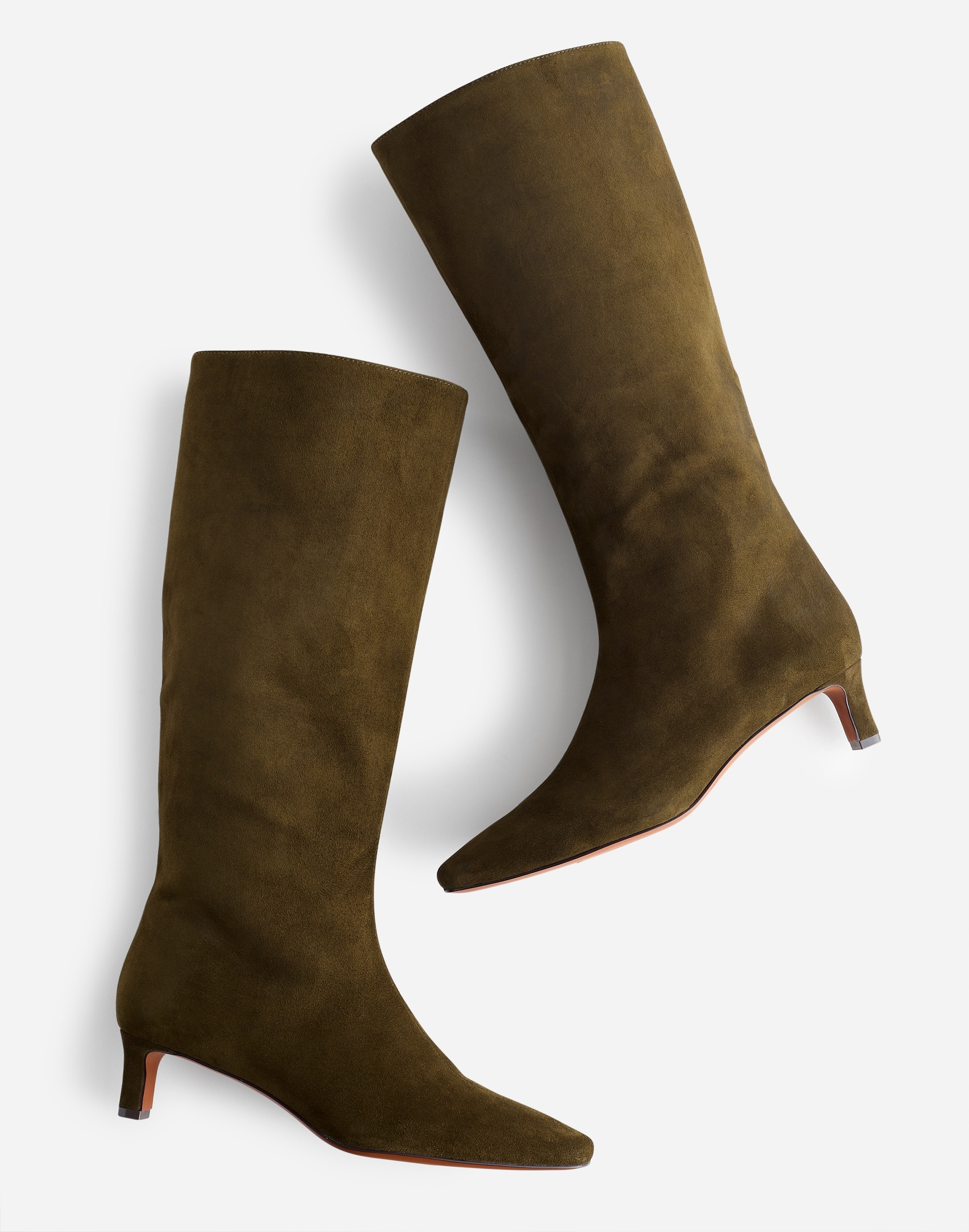 The Dimes Kitten-Heel Knee-High Boot in Suede