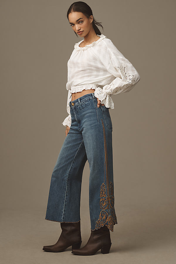 The Ettie High-Rise Cropped Jeans: Embroidered Hem Edition