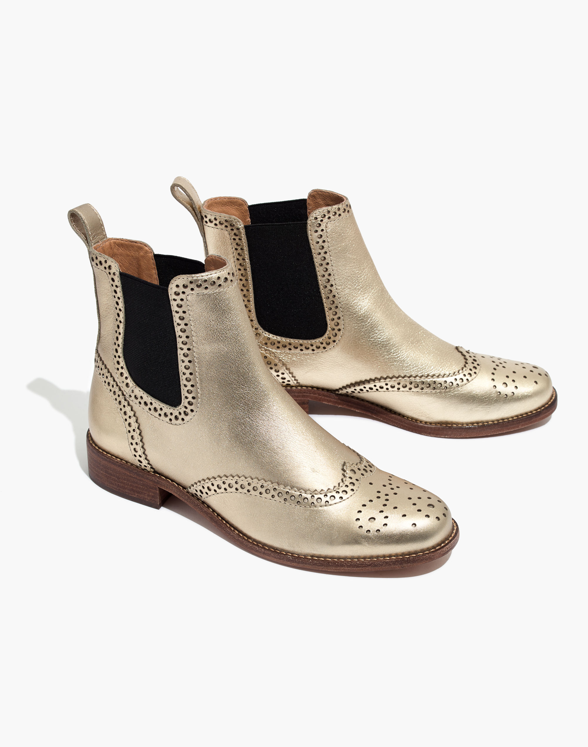 The Ivan Brogue Chelsea Boot in Metallic