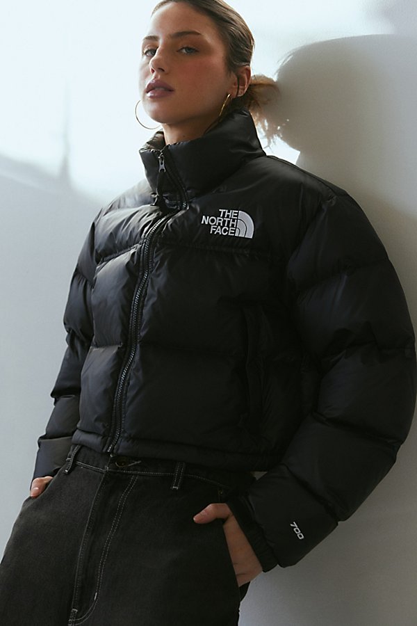 The North Face Nuptse Cropped Puffer Jacket in Black, Women's at Urban Outfitters