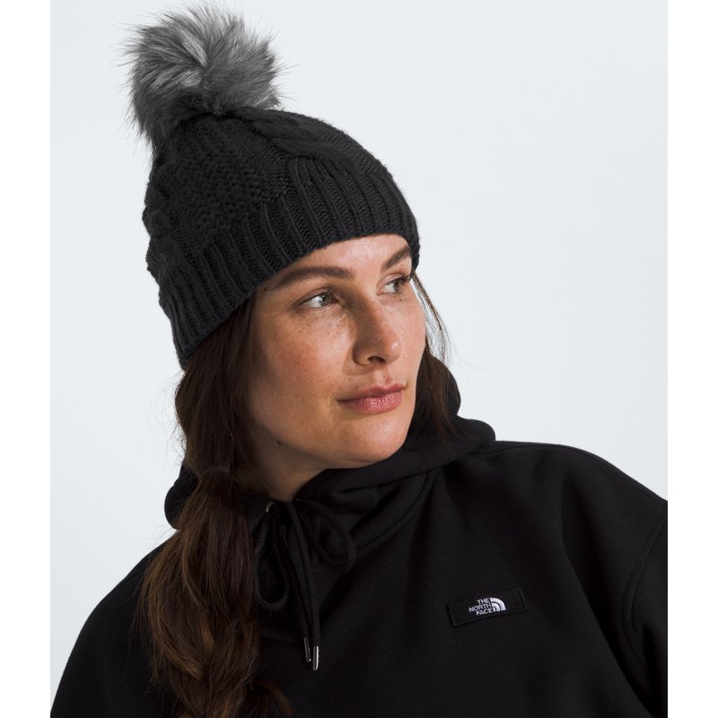 The North Face Women's Oh Mega Fur Pom Lined Beanie Hat Black - Women's Athletic Hats And Accessories at Academy Sports