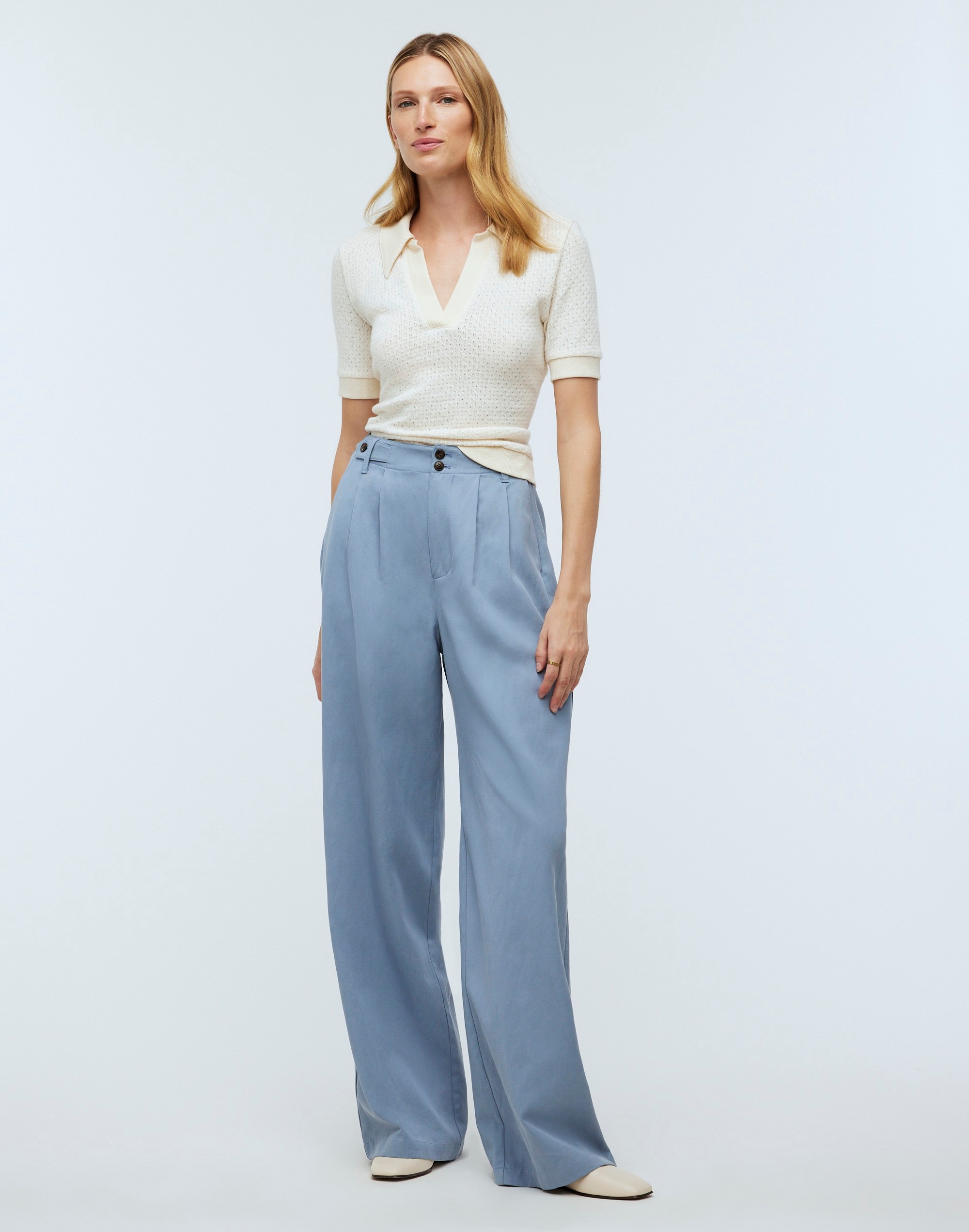 The Petite Harlow Wide-Leg Pant in Drapey Twill