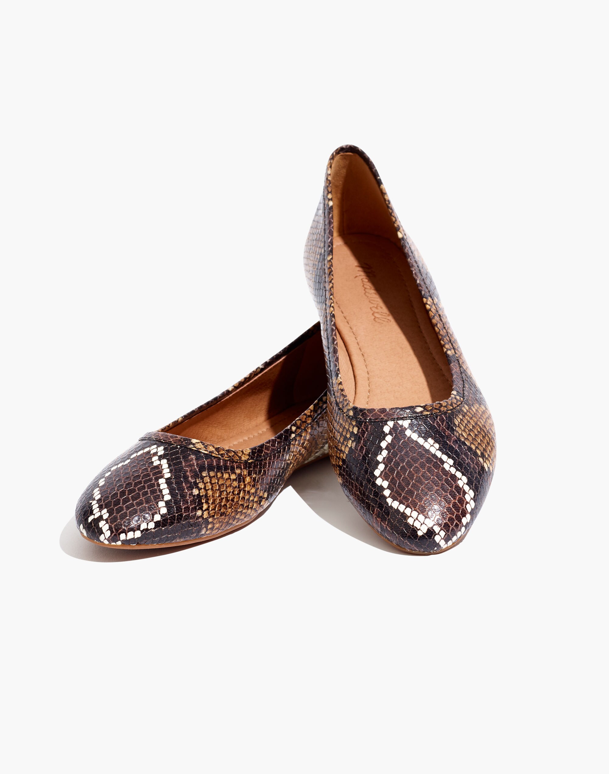 The Reid Ballet Flat in Snake Embossed Leather