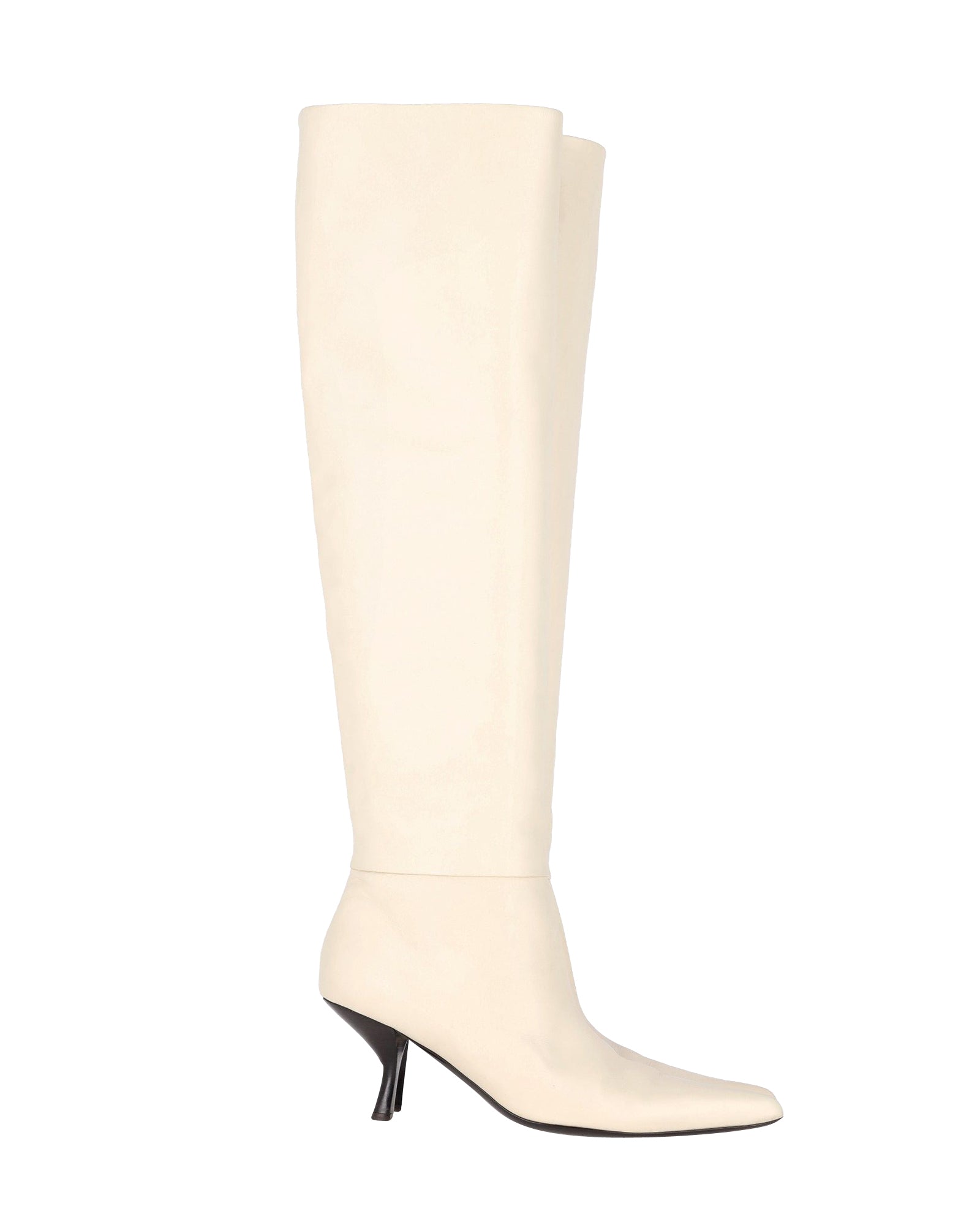 The Row Bourgeoisie Over-the-Knee Boots in Cream Calfskin Leather