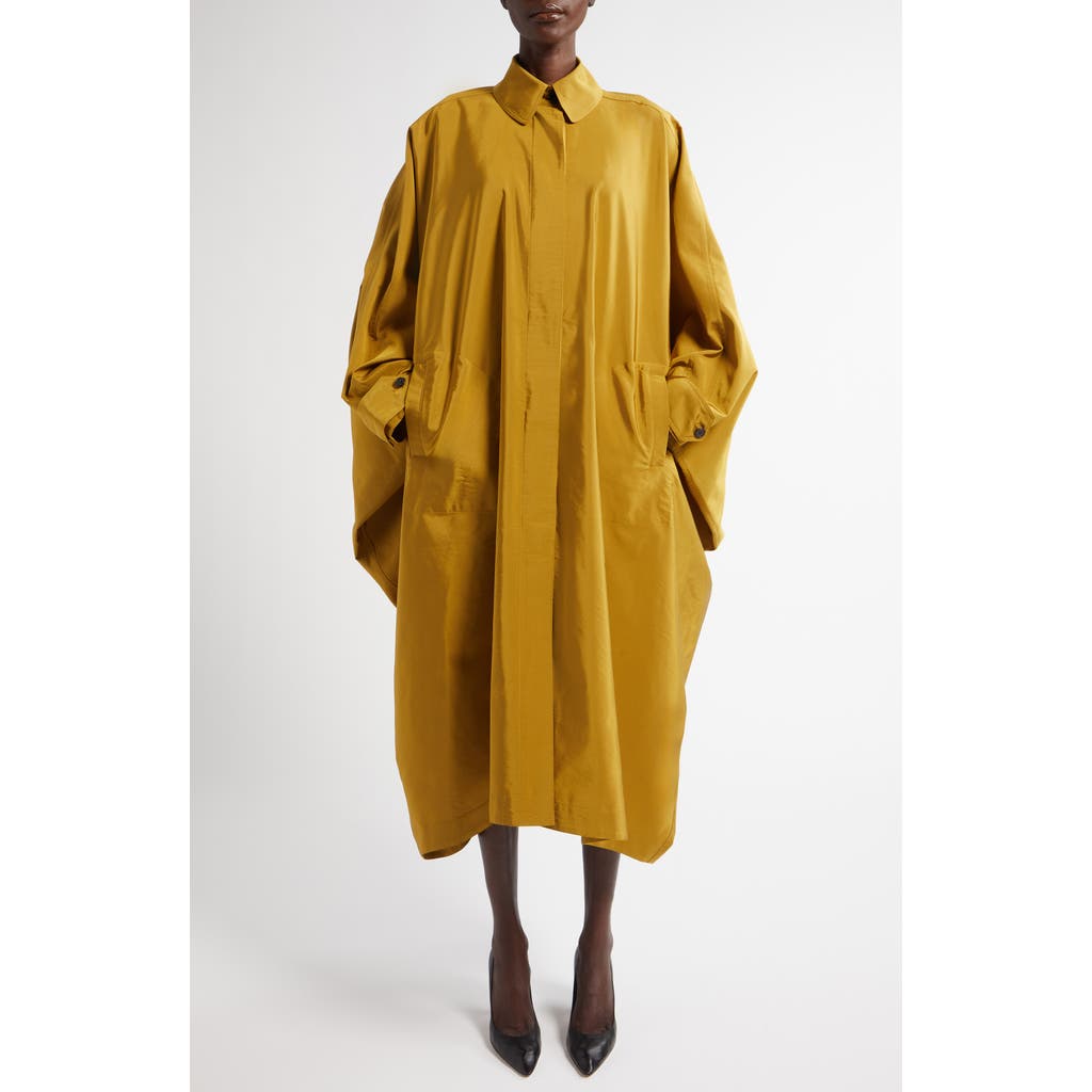 The Row Edyta Cape Sleeve Oversize Silk & Wool Coat in Curcuma at Nordstrom, Size Small