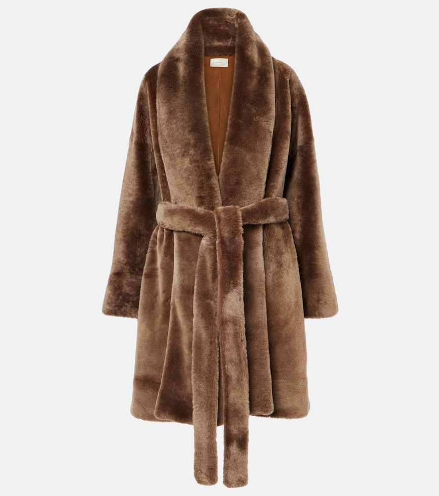 The Row Lucja shearling wrap coat