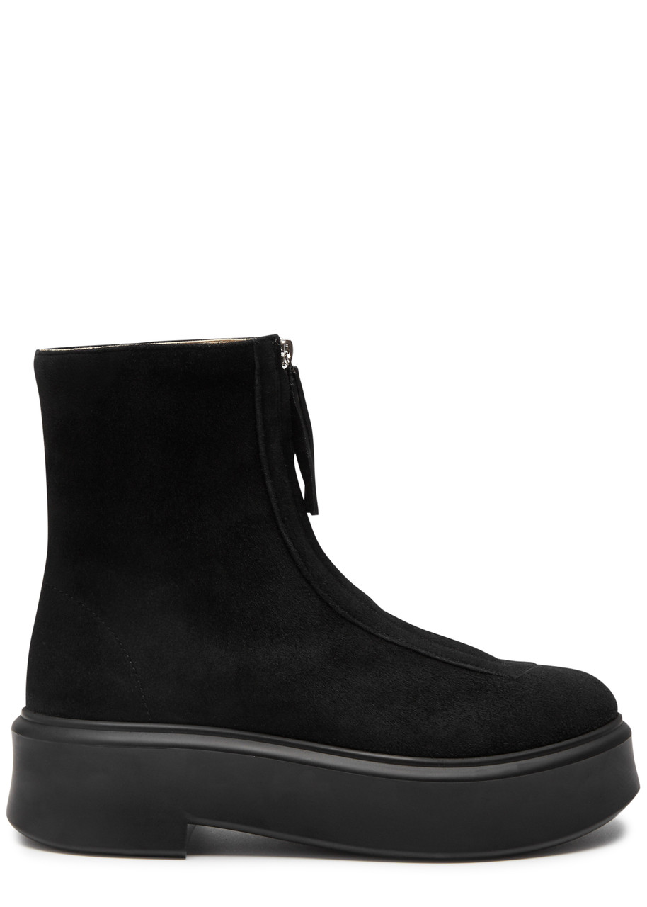 The Row Zipped 1 Suede Ankle Boots - Black - 37 (IT37 / UK4)