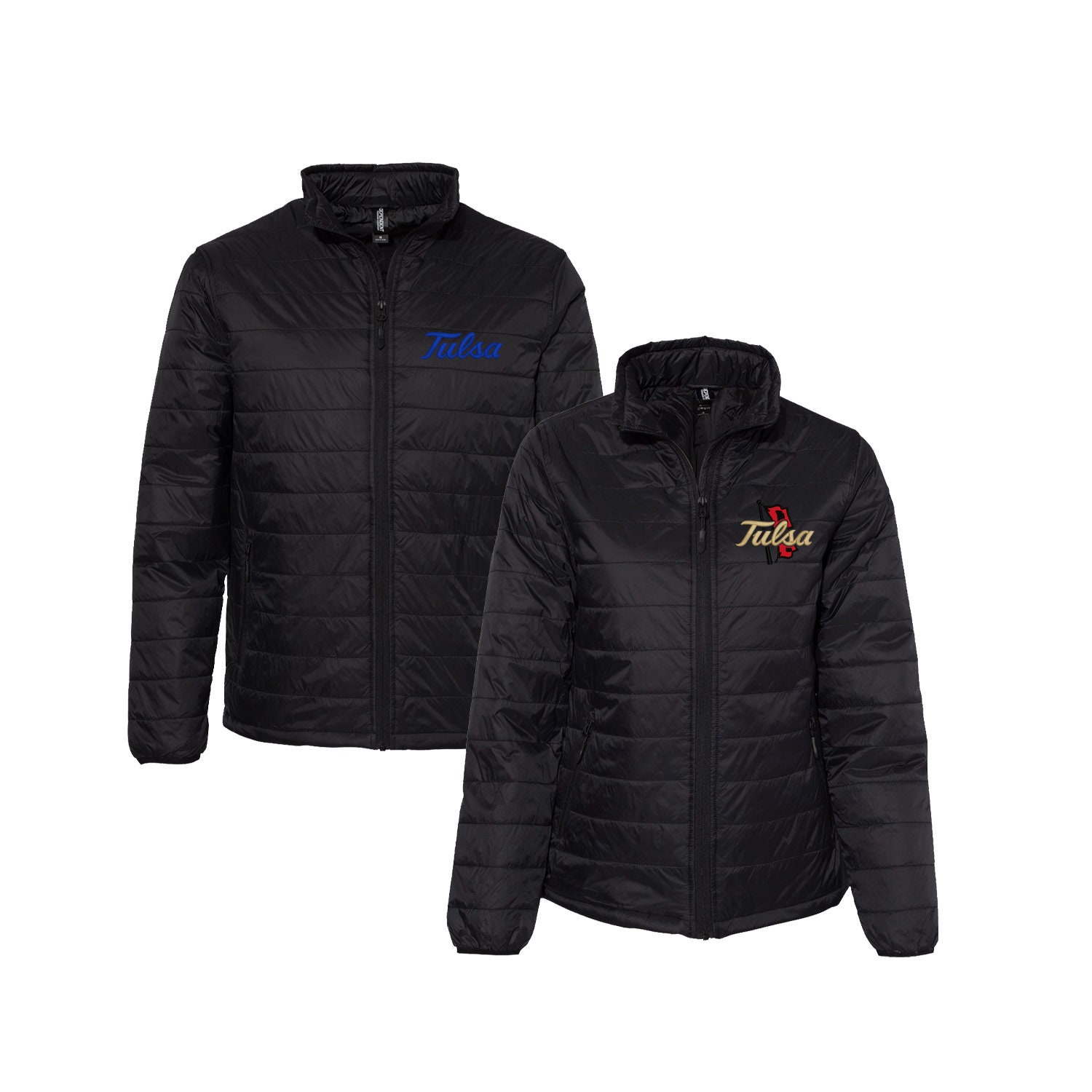 The University Of Tulsa, Puffer Jacket Embroidered With Choice Tulsa Golden Hurricane Logo