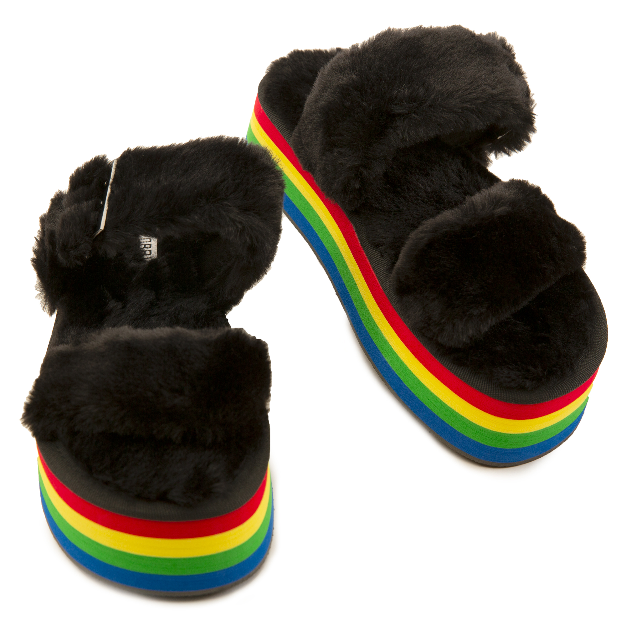 Theclub Fur Platform Sandals