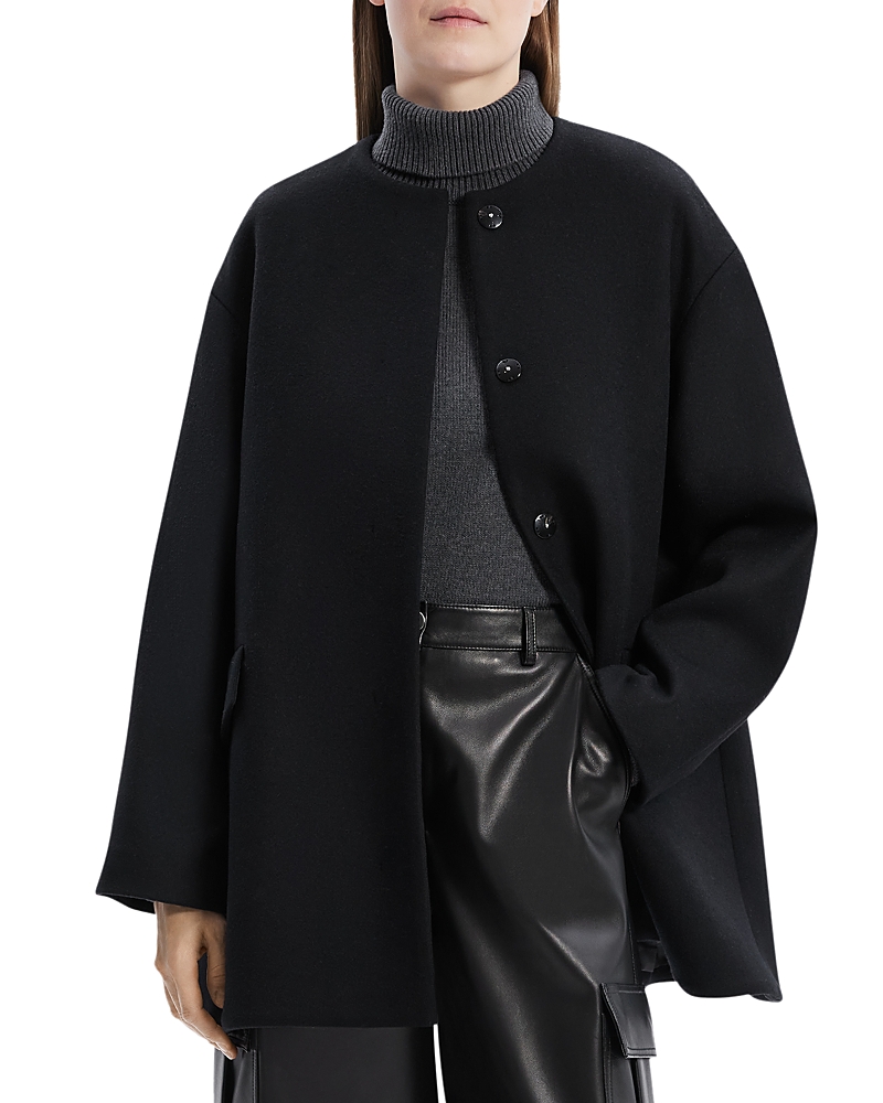 Theory Collarless Cape Wool Coat