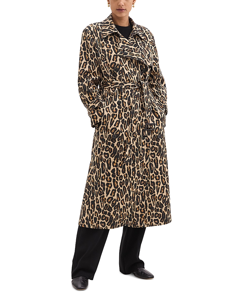 Theory Leopard Print Wool Trench Coat