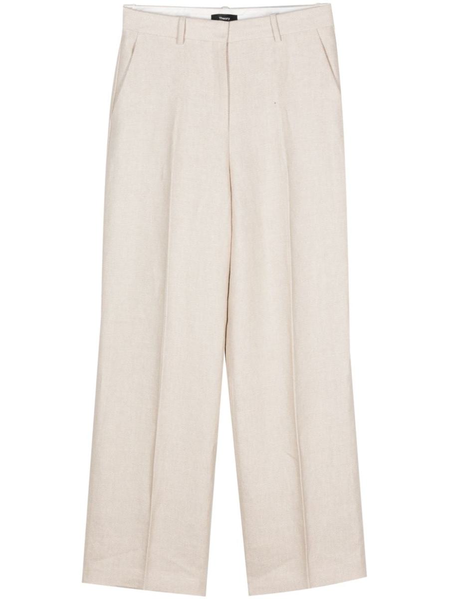 Theory Straight-Leg Pant In Basket Weave Linen