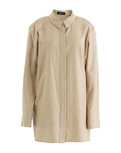 Theory Woman Shirt Beige Size L Virgin Wool