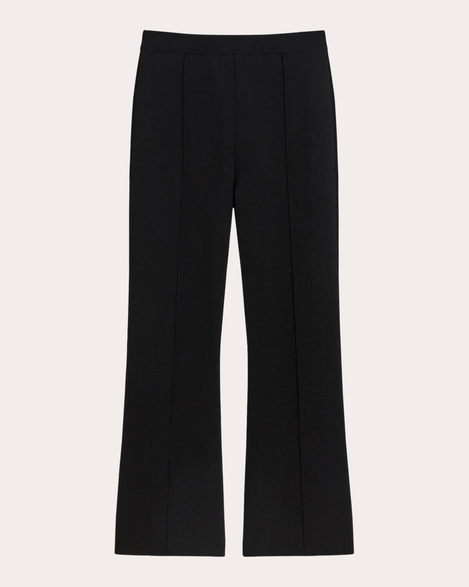 Theory Women's Compact Crepe Knit Cropped Flare Pants in Black Viscose/Polyester