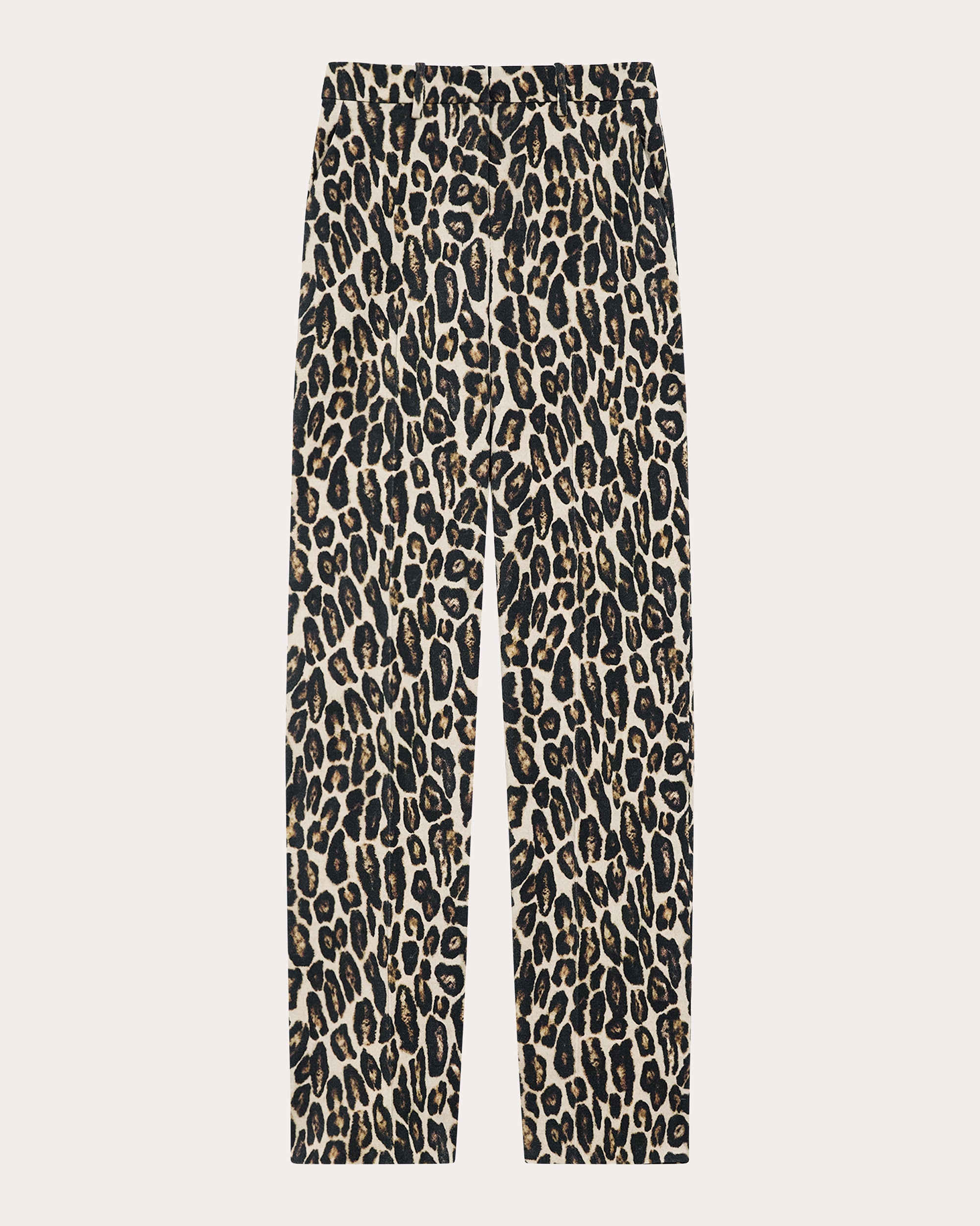 Theory Women's Leopard-Print Stretch-Wool Straight-Leg Pants in Beige Multi Wool/Elastane