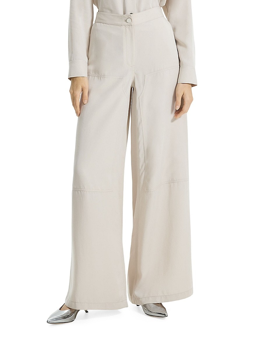 Theory Women's Wide-Leg Cargo Pants - Sand - Size 16