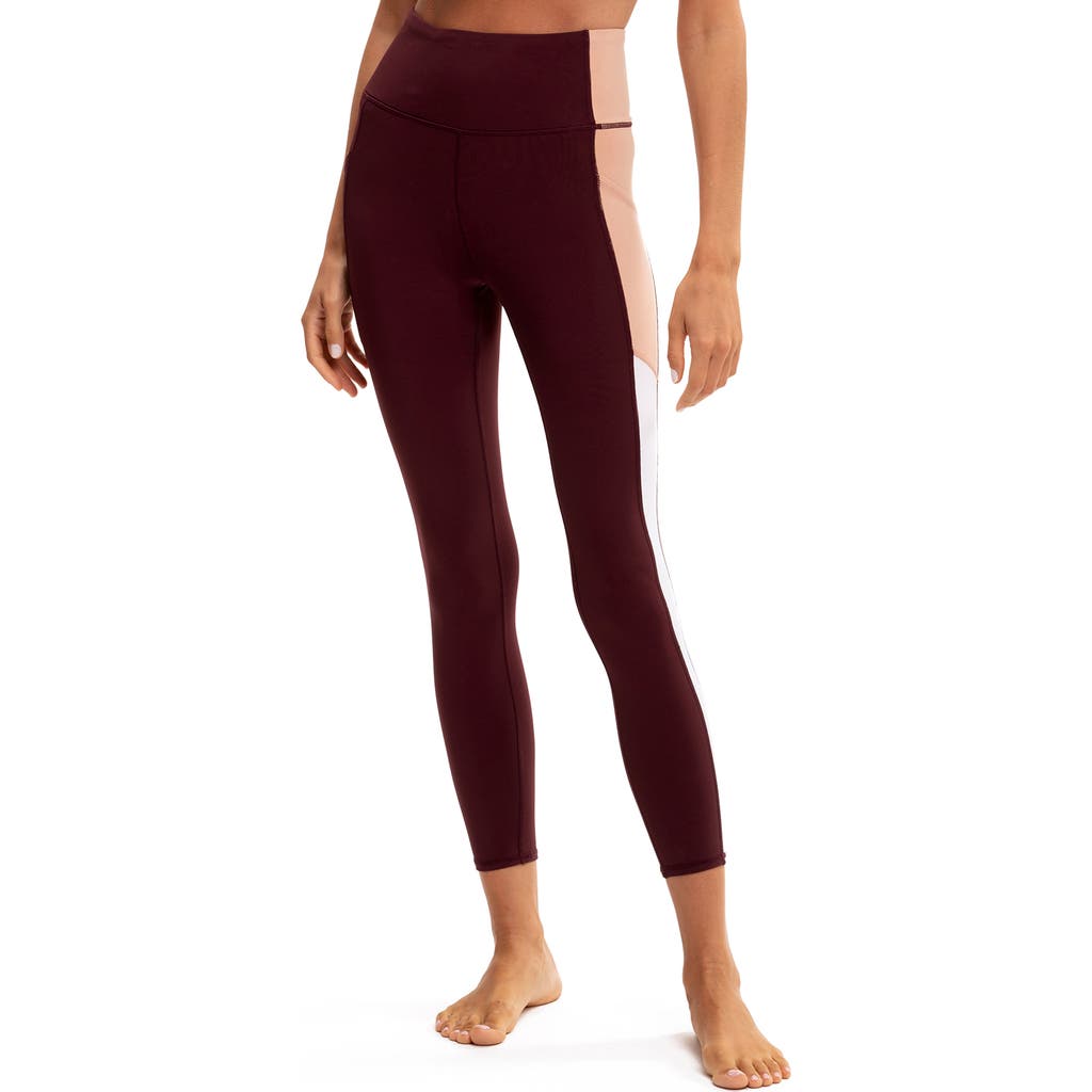 Threads 4 Thought Saskia Colorblock High Waist Leggings in Royal Burgundy /Latte at Nordstrom Rack, Size X-Small