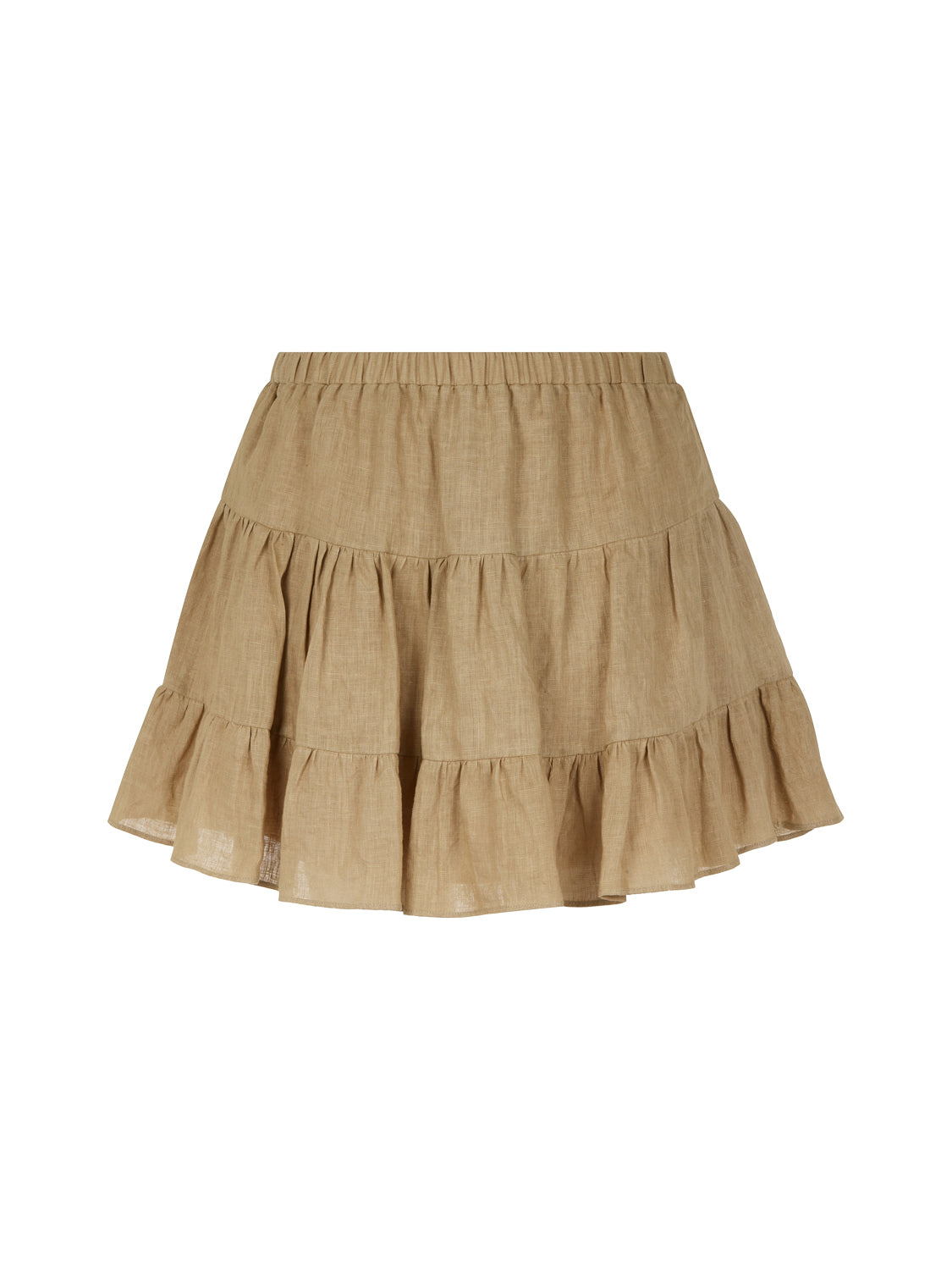 Tiered Mini Linen Skirt