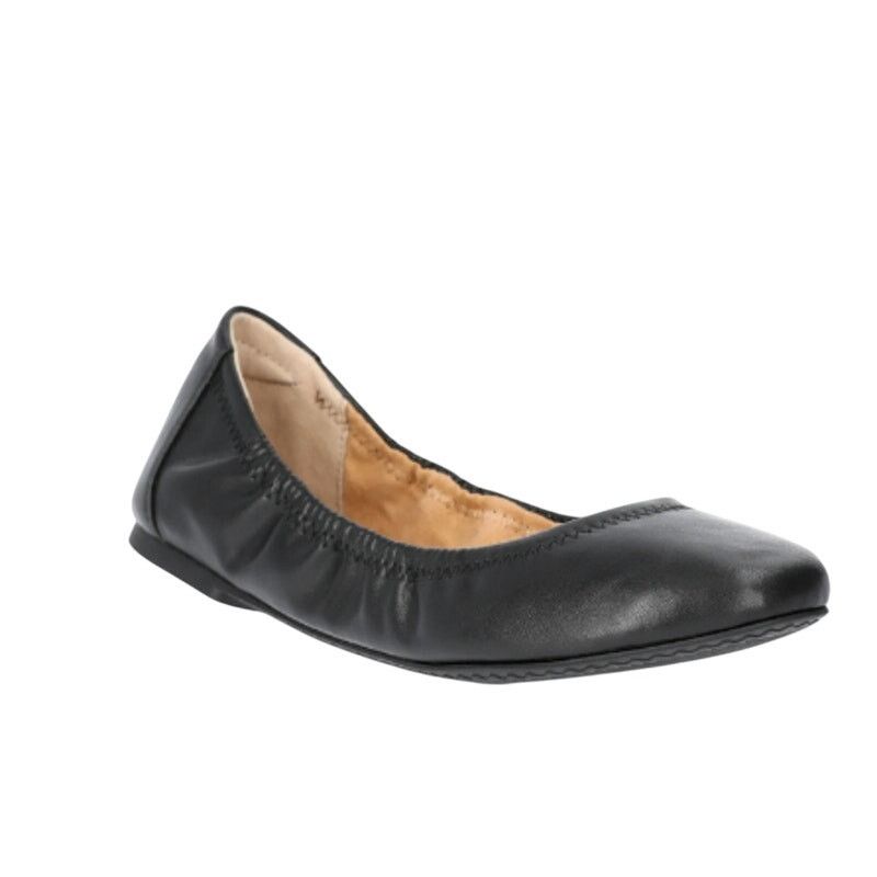 Time And Tru Black Closed Toe Slip On Scrunch Ballet Flats, Women's (Size 9)