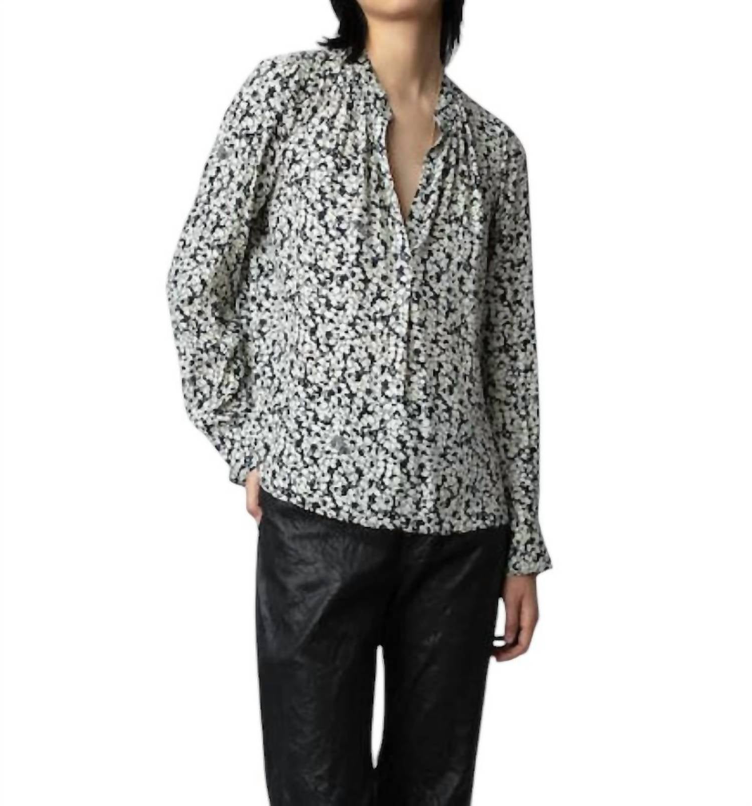 Tink Crepe Floral Print Blouse In Vanille