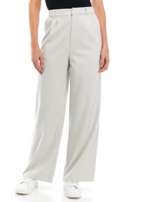 Tinseltown Juniors' Wide Leg Tailored Pants, Gray, Medium