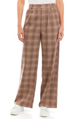 Tinseltown Juniors' Wide Leg Tailored Pants, Tan, Small