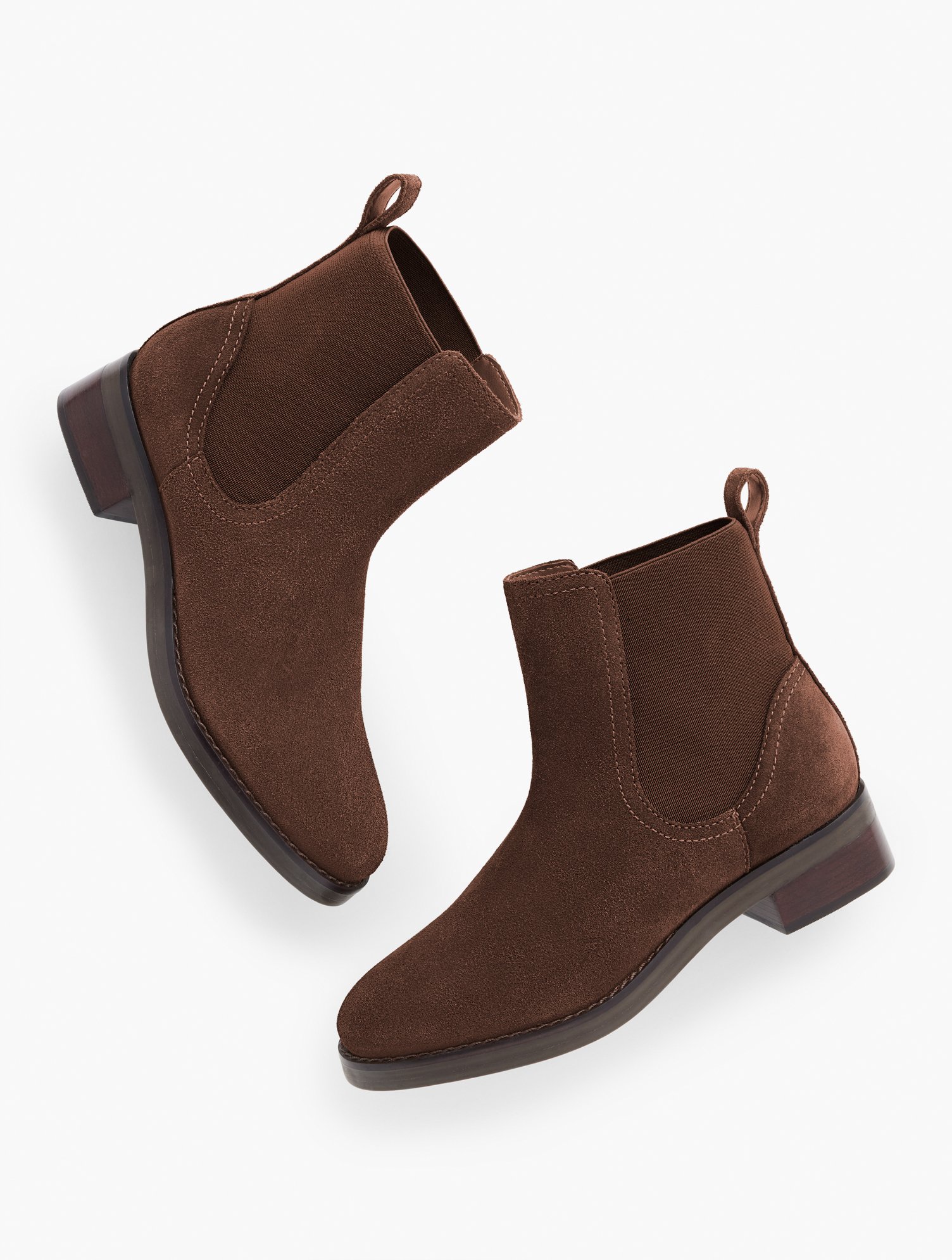 Tish Suede Ankle Boots - Dark Walnut - 5M Talbots