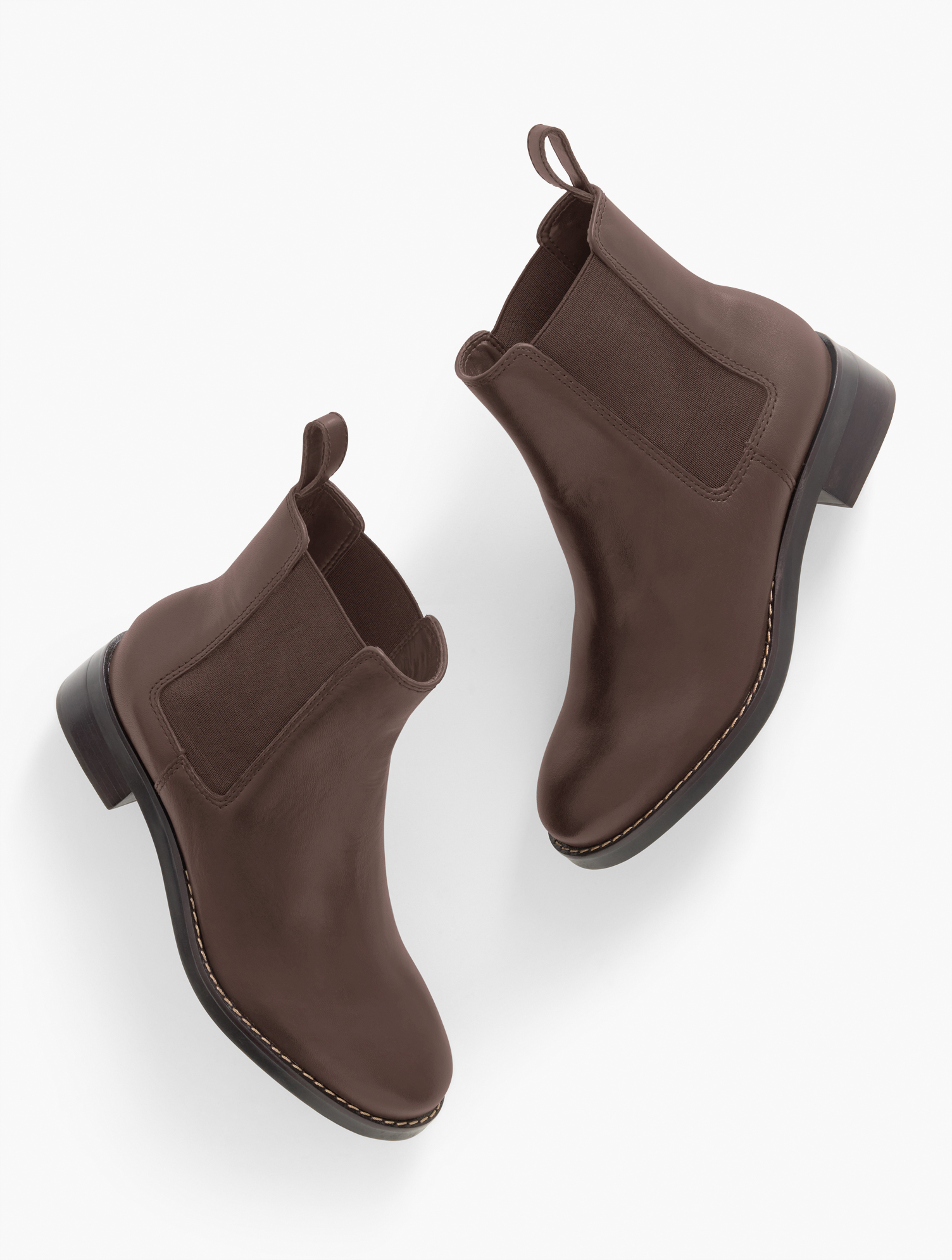 Tish Vachetta Leather Chelsea Boots - Dark Brown - 7M Talbots